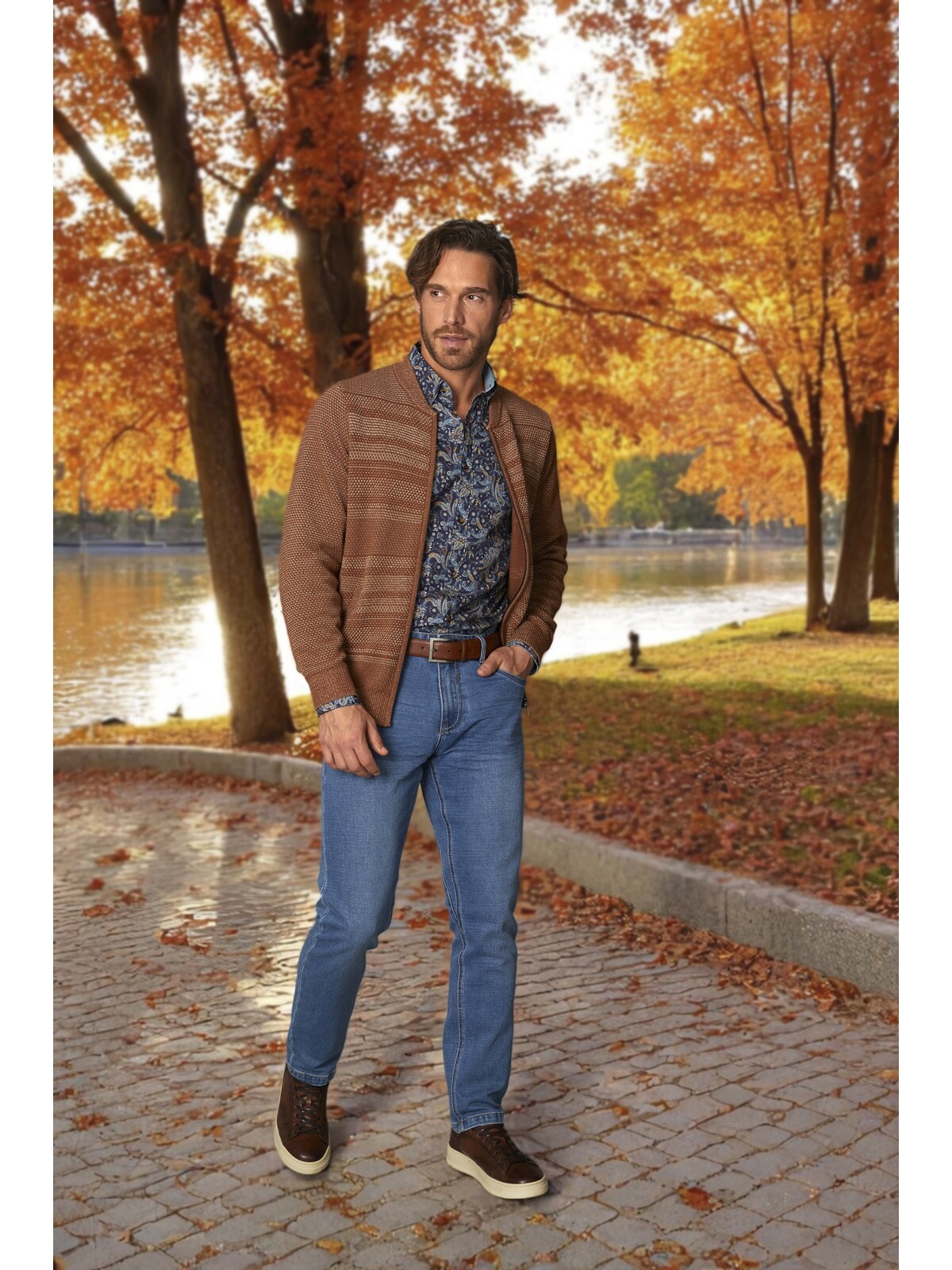BABISTA CALEN Knit Jacket Men Brown M 3