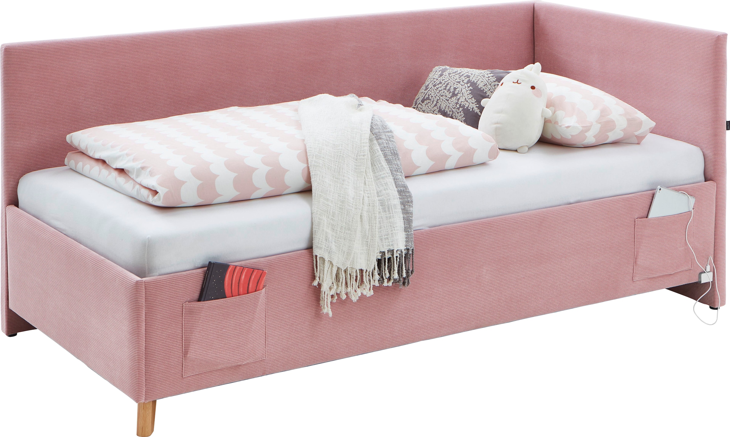 meise.möbel Kinderbett "COOL II" Polsterbett wahlweise mit Bettkasten, Jugendbett inkl. USB Anschlüsse