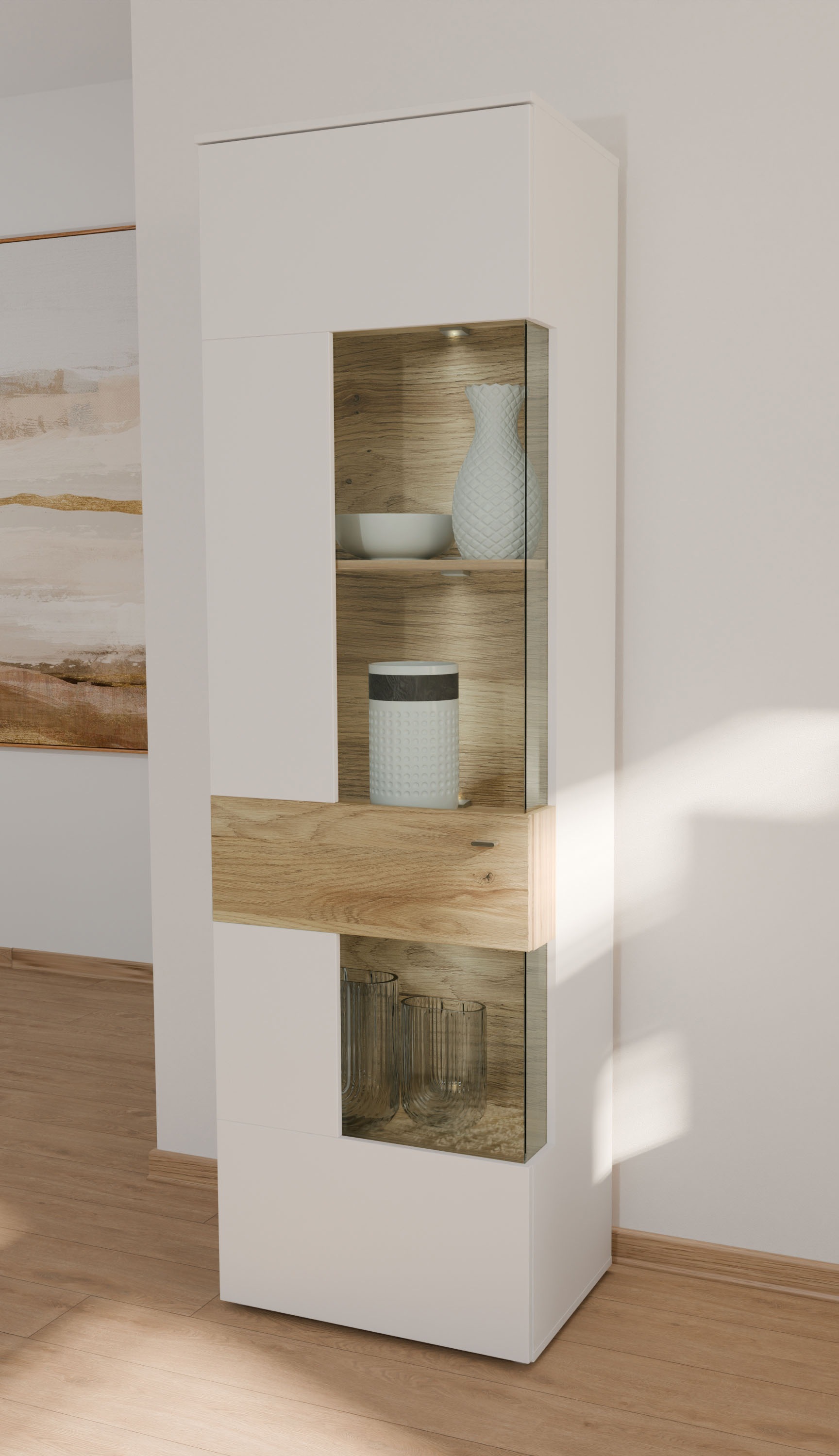 FORTE Vitrine »Como«, Vitrine, Glastüre, LED Beleuchtung, Soft Close Linksanschlag
