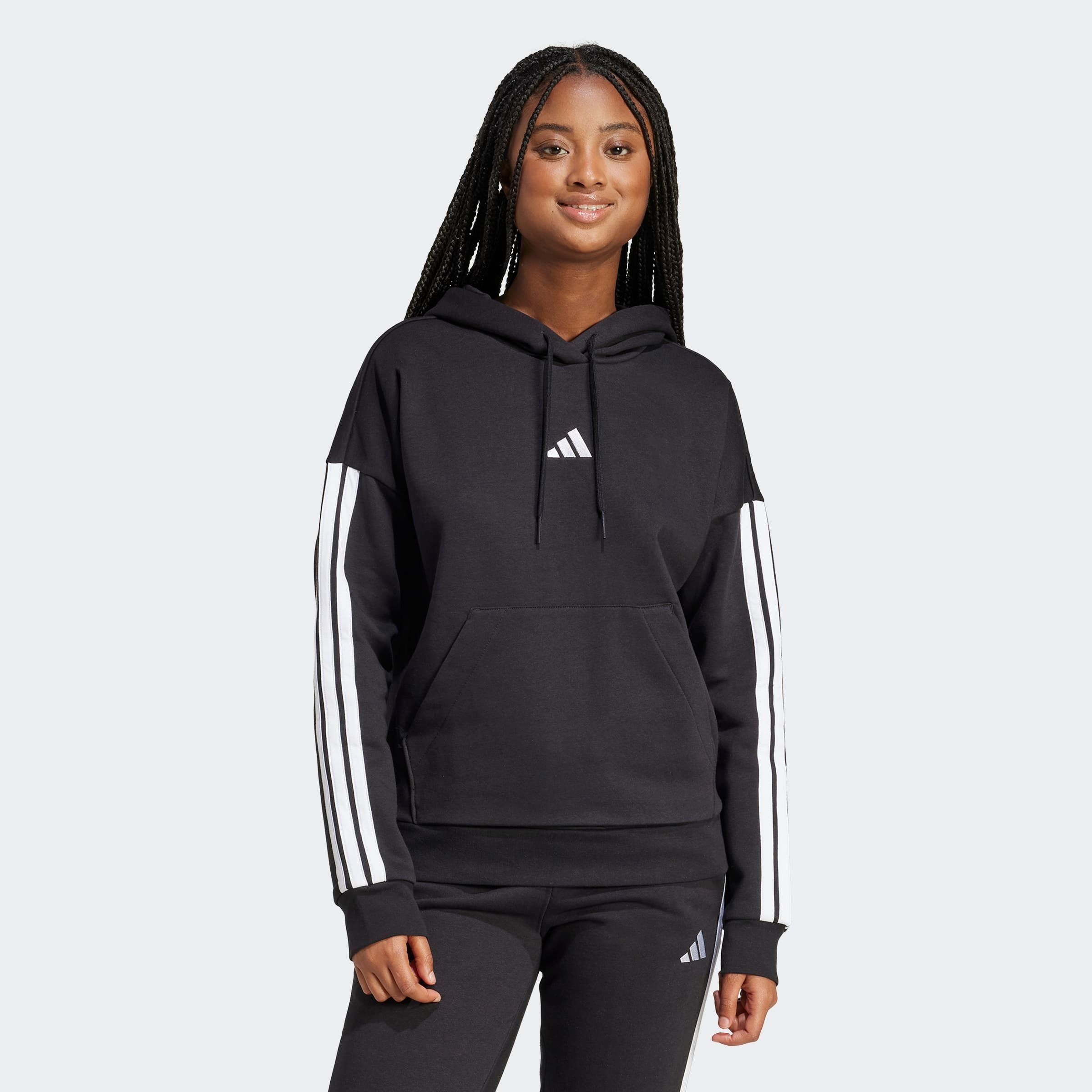 adidas Sportswear "ESSENTIALS 3-STREIFEN FLEECE-HOODIE", mit Kapuze, aus superweichem Fleece, in normaler Länge