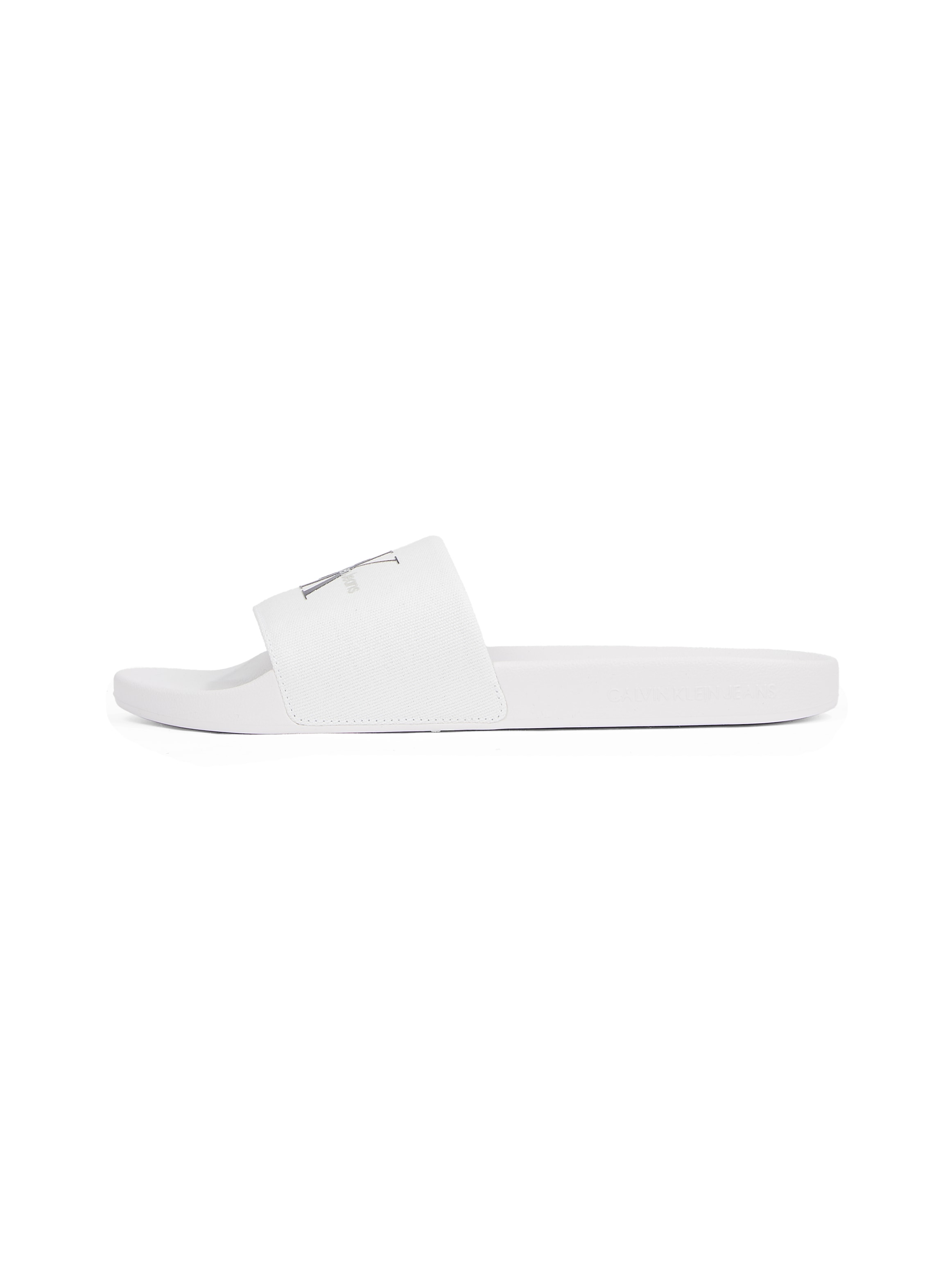 Calvin Klein Jeans Badepantolette »SLIDE MONOGRAM«, Sommerschuh, Schlappen, Poolslides, Strandschuh mit Logoschriftzug