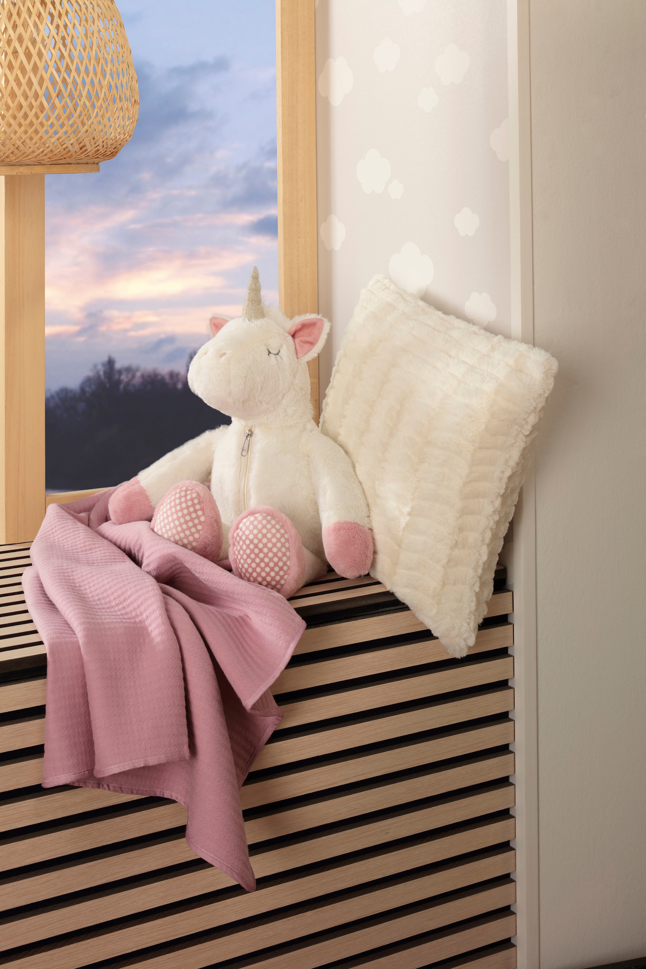 Biederlack Babydecke "Lily", mit Einhorn-Kuscheltier