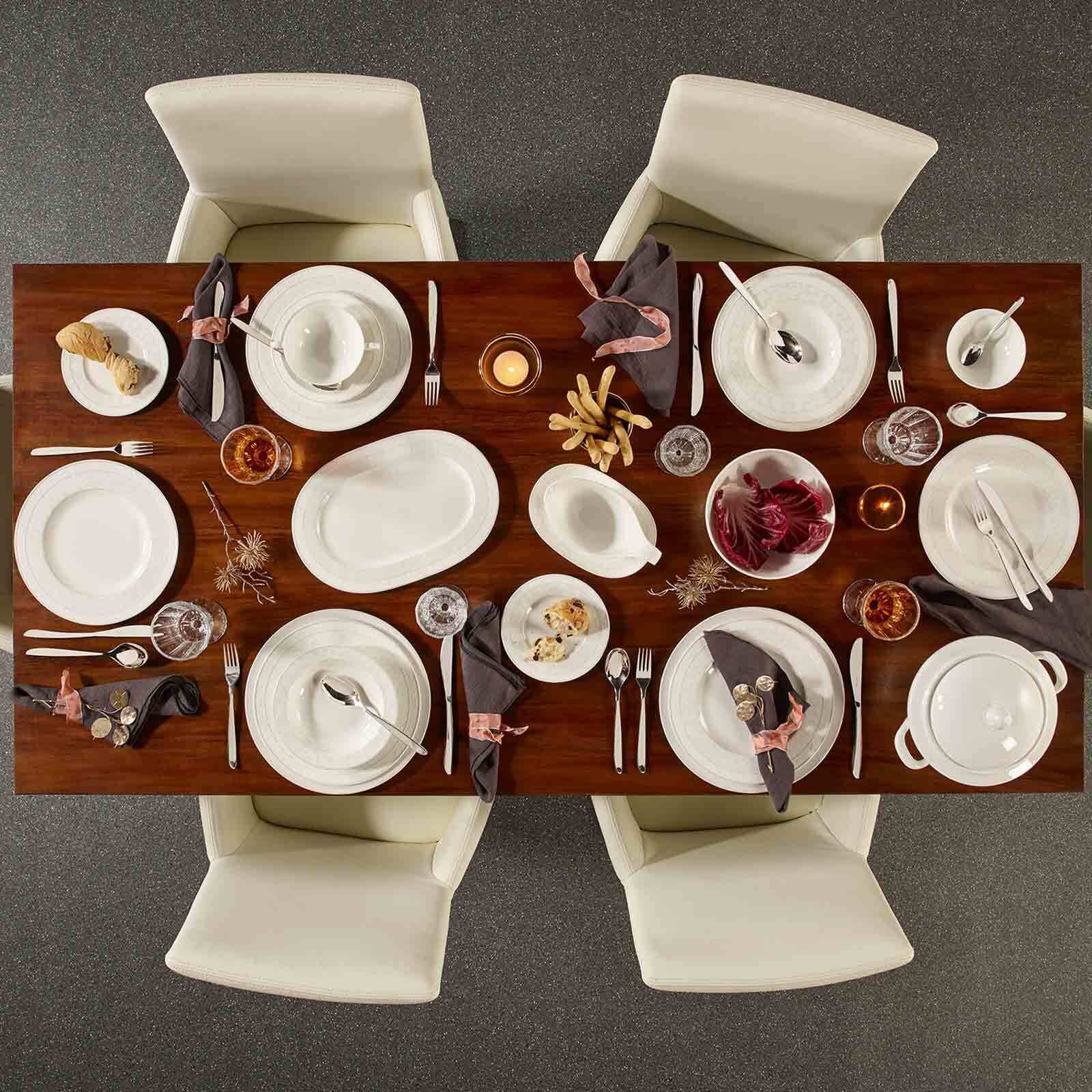 Villeroy & Boch Geschirr-Set »Kombiservice Gray Pearl 30er Set weiß« Spülmaschinengeeignet, Mikrowellengeeignet
