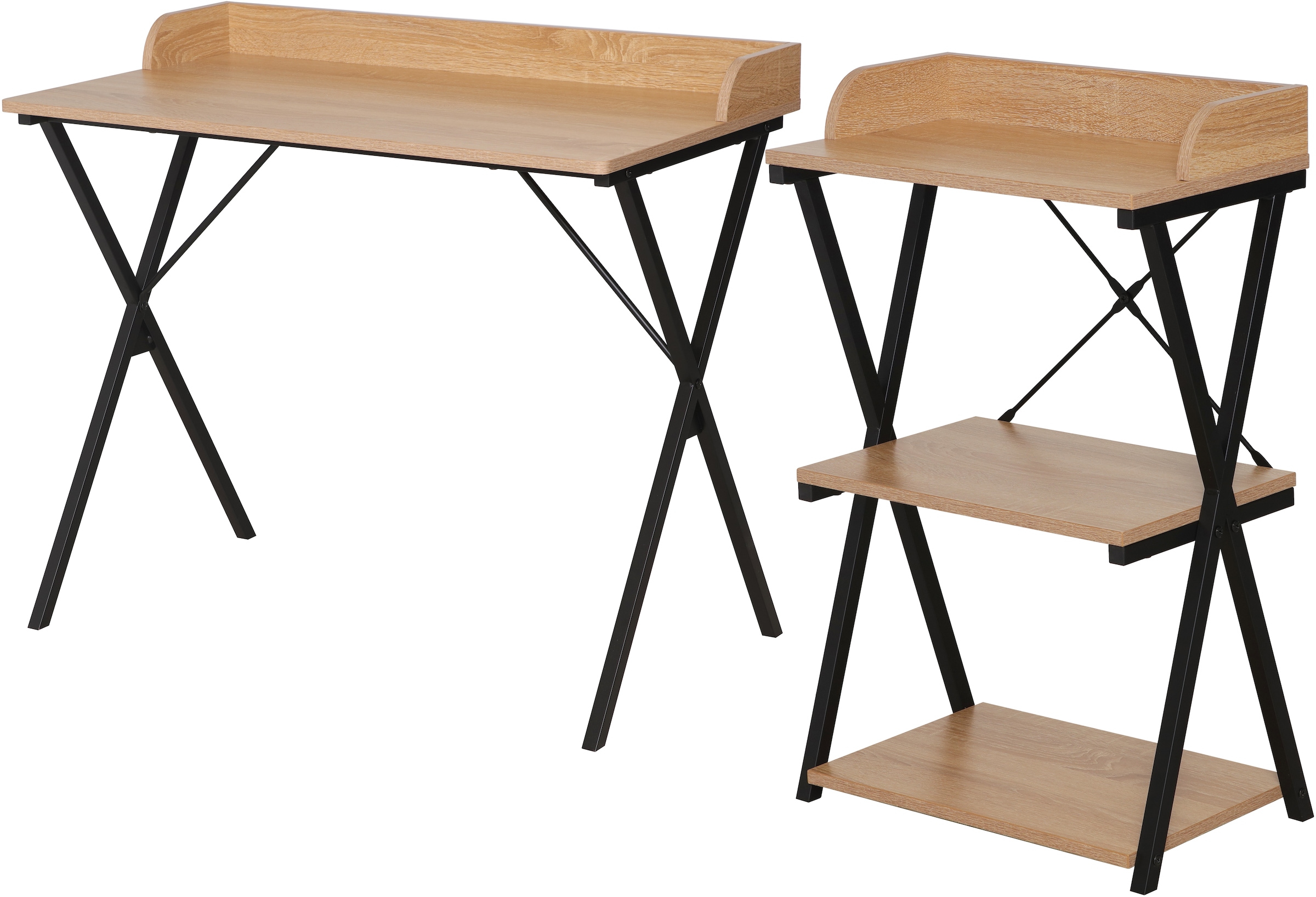 Büromöbel-Set »Forres, bestehend aus Schreibtisch & Regal«, (2 tlg.), Metallgestell,...