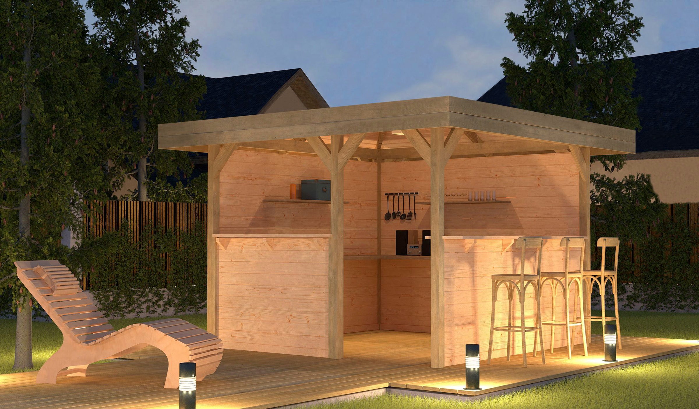 weka Holzpavillon "Gartenlaube 657 Gr.2" Set mit 2 Rückwänden, Tresenwand u günstig online kaufen