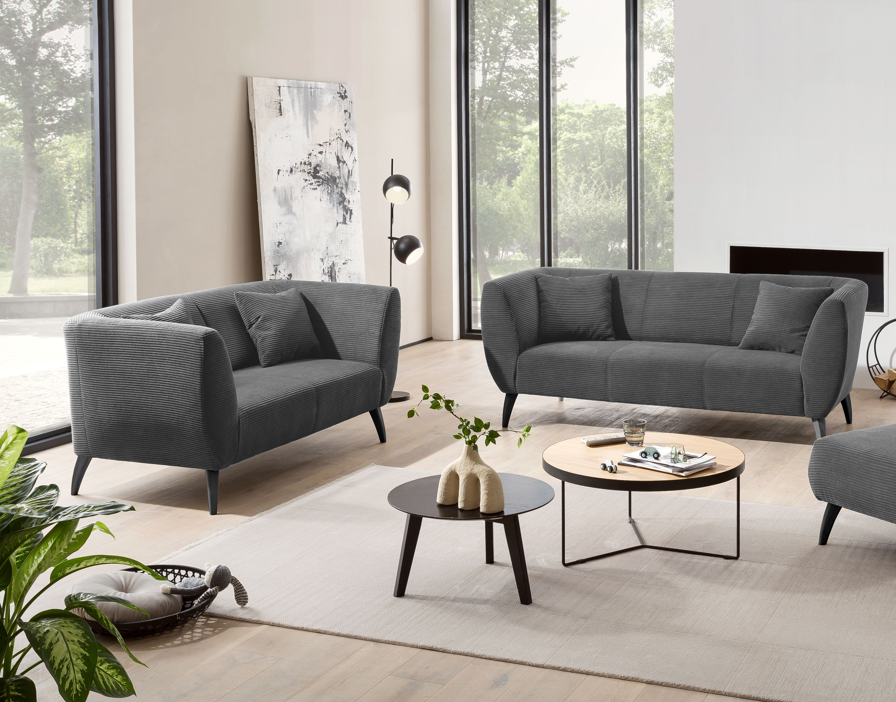 Home affaire Polstergarnitur "Colori modern und bequem, schmale Armlehnen, tolle Detailverarbeitung" Set, 3-Sitzer und 2-Sitzer, 2 Stk. tlg. zwei verschiedene Fußfarben wählbar