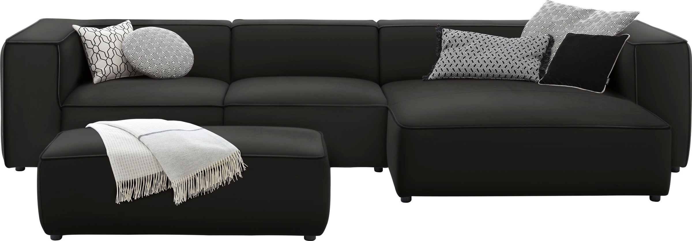W.SCHILLIG Ecksofa »around-the-block«, mit eleganter Biese, mit Federkern, Breite 341 cm