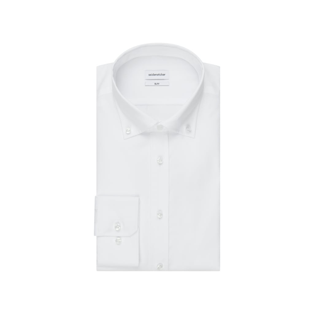 seidensticker Businesshemd »Slim«, Slim Langarm Button-Down-Kragen Uni