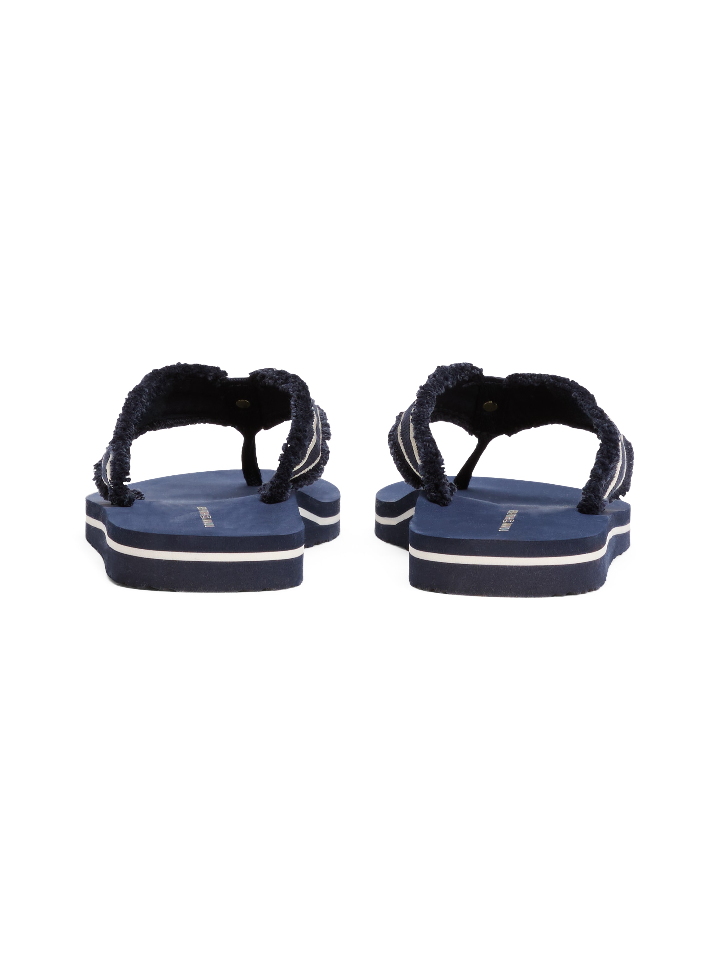 Tommy Hilfiger Zehentrenner »TH WEBBING BEACH SANDAL«, Dianette, Sommerschuh, Strandschuh mit ausgefranster Bandage