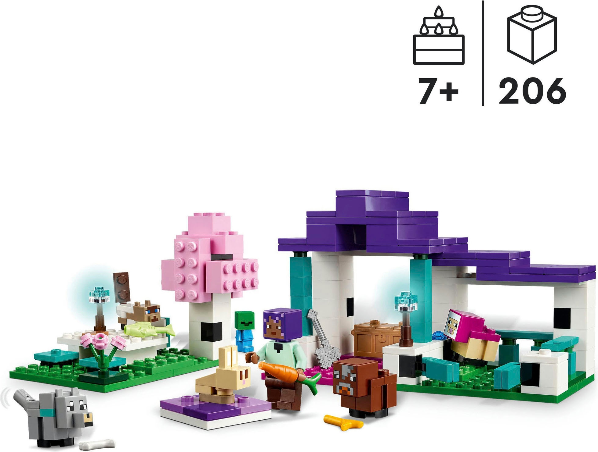 LEGO® Konstruktionsspielsteine »Das Tierheim (21253), LEGO Minecraft«, (206 St.), Made in Europe