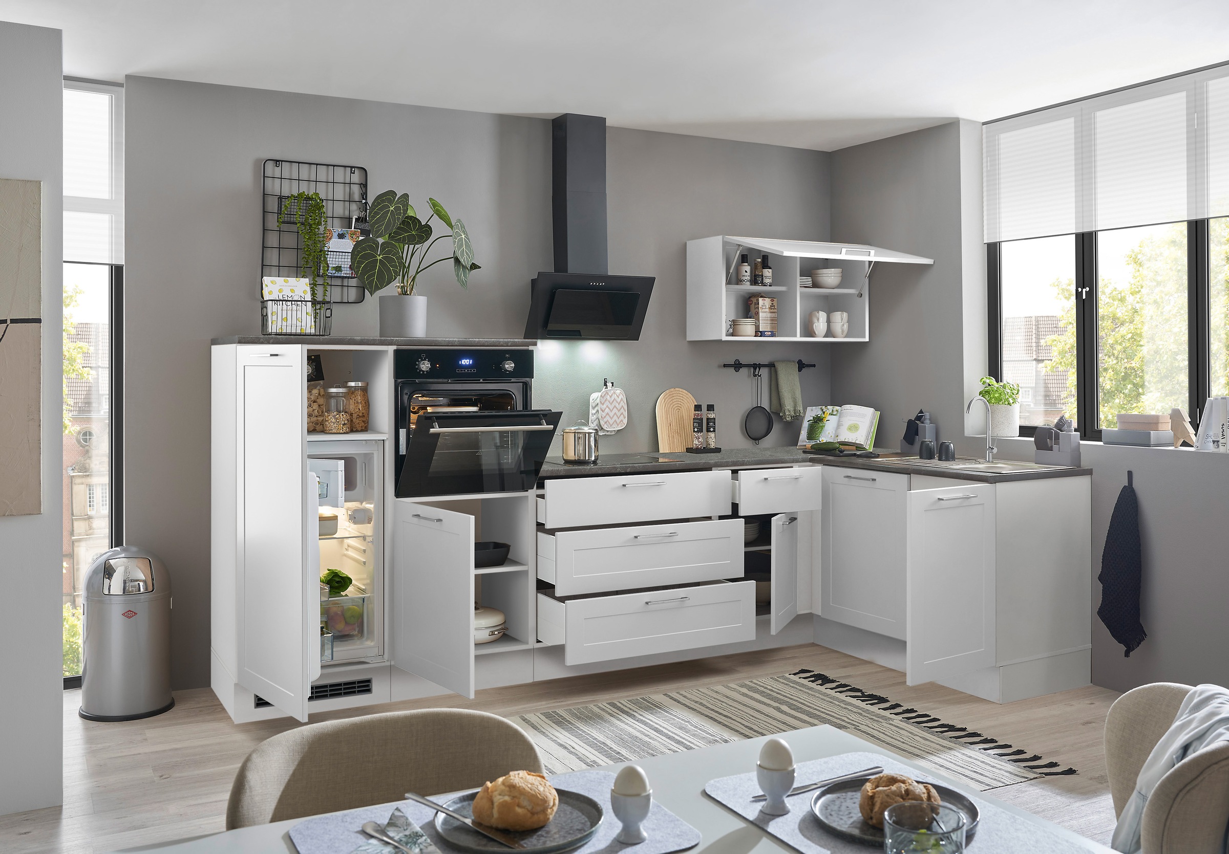 BASIC by Balculina Winkelküche »Marsi«, Stellmaße 320x175 cm, wahlweise mit E-Geräten, mit Soft-Close-Funktion