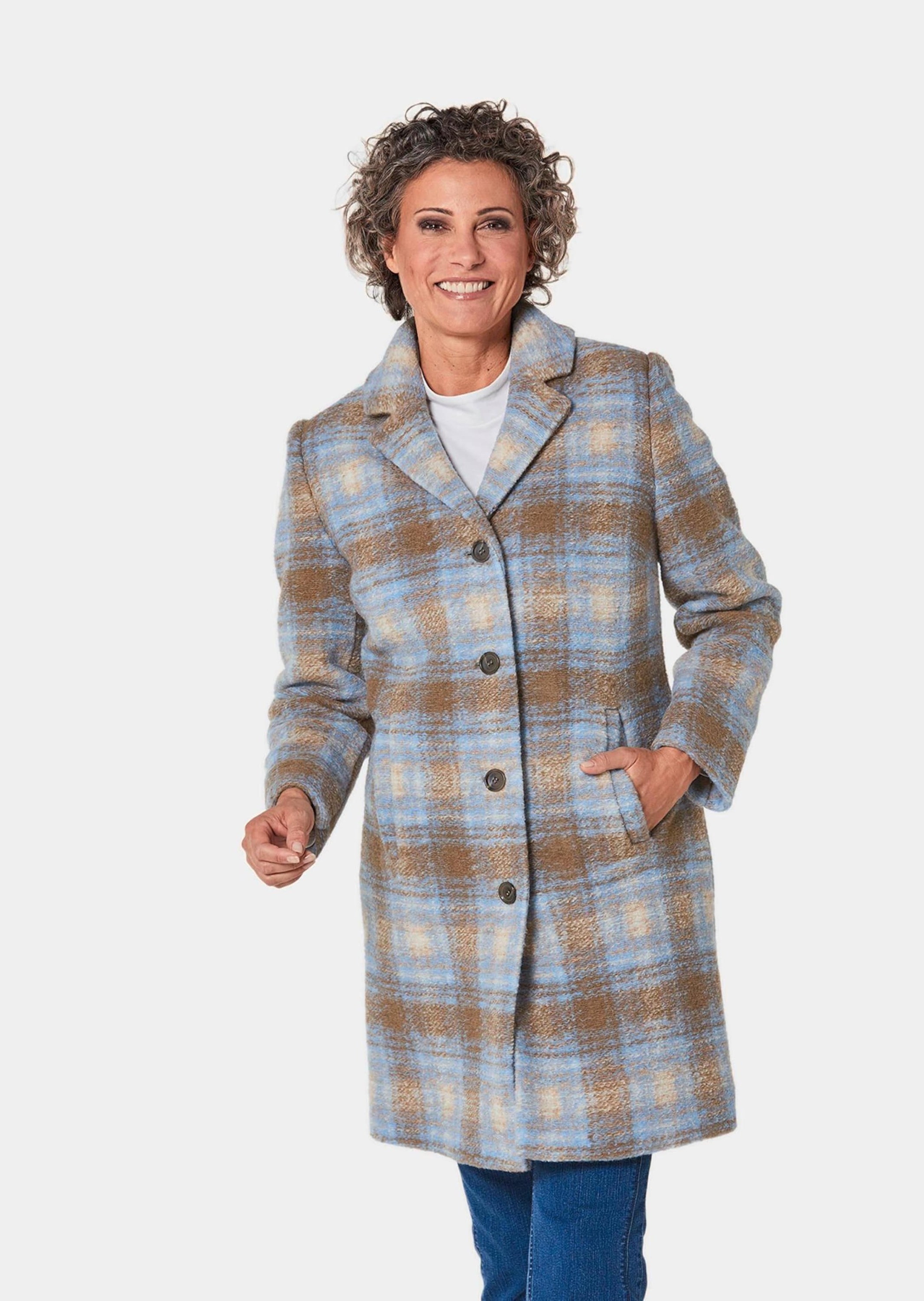 GOLDNER Langmantel "Kurzgröße Kurzgröße - Karo-Wollmantel" günstig online kaufen