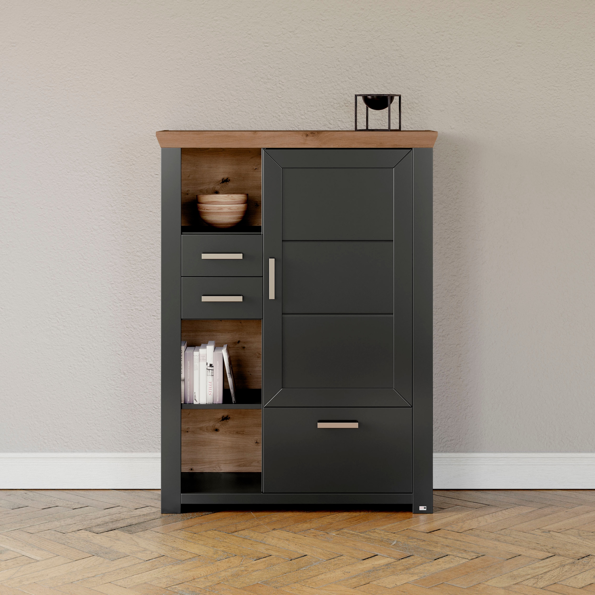 Highboard »York«, Typ 25 und 26, in 3 Farbvarianten, Beleuchtung optional, Breite 105 cm