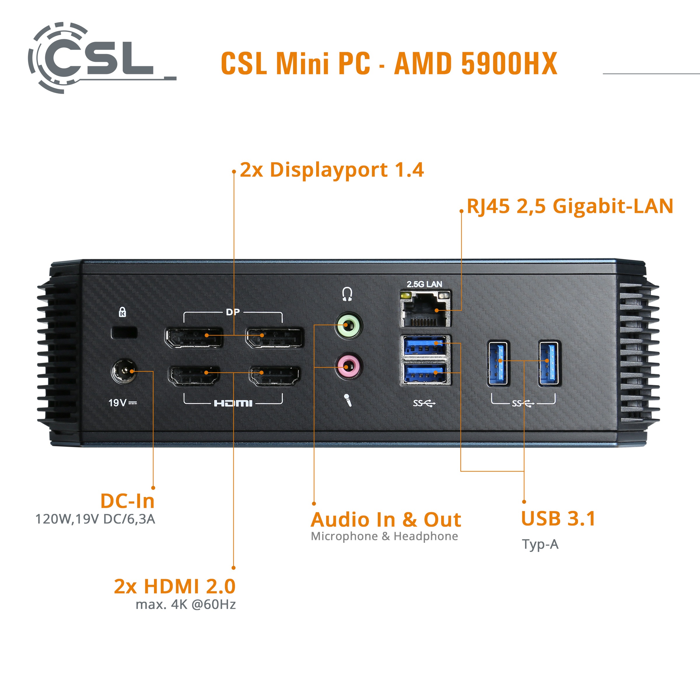 CSL Gaming-PC »AMD 5900HX / 16GB / 1000 GB M.2 SSD / Windo 11 Home«