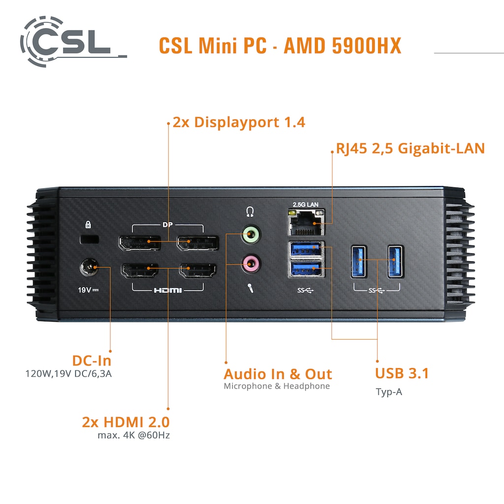 CSL Gaming-PC »AMD 5900HX / 32GB / 1000 GB M.2 SSD / Windo 11 Home«