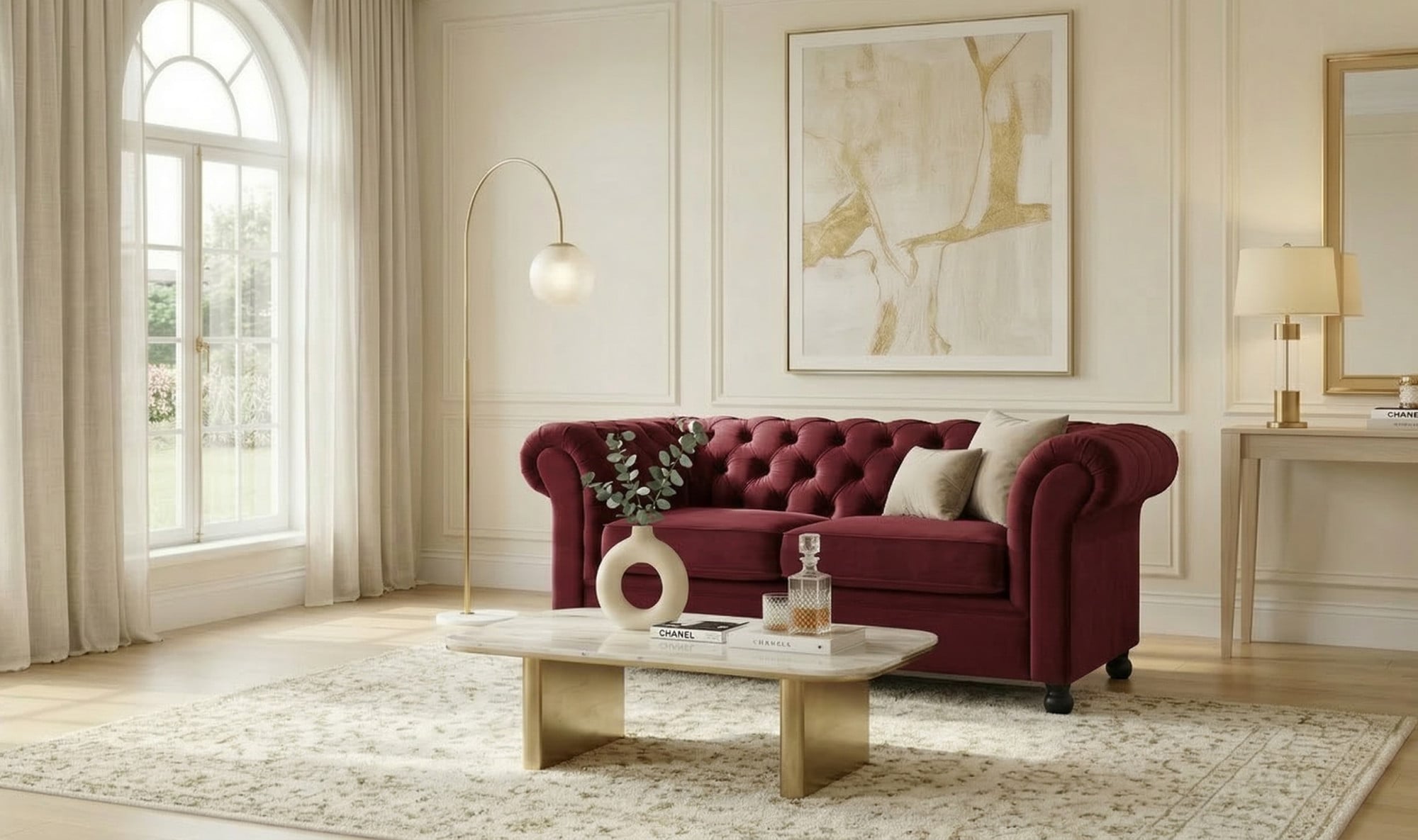 Home affaire 2-Sitzer "BRONNOY Chesterfield Sofa mit aufwendiger Knopfheftung, Breite 152 cm" Sofa mit geschwungenen Armlehnen, Chesterfield-Optik, Glamour