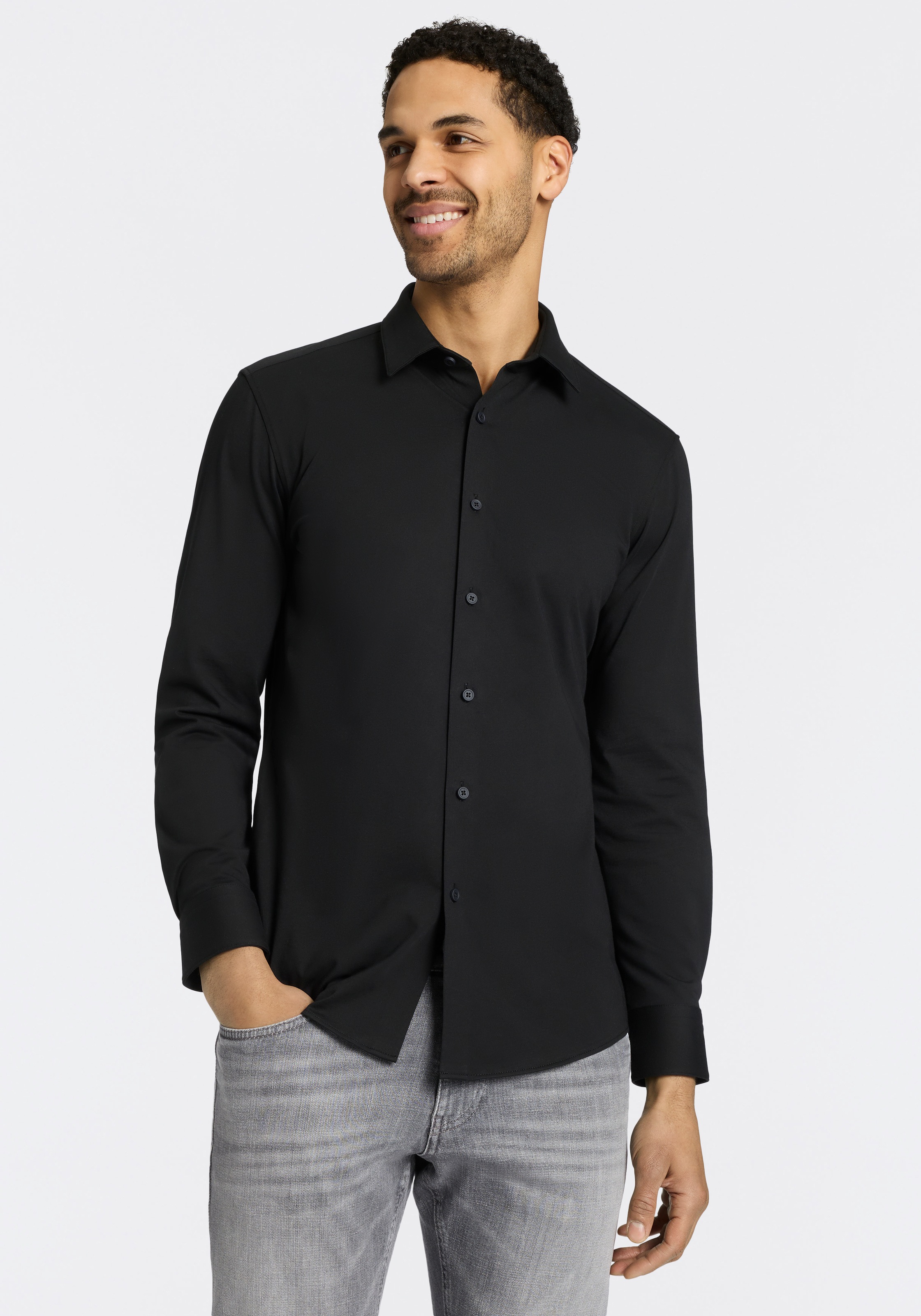 BOSS Businesshemd "HANK" Kentkragen, Slim Fit, Baumwoll-Mix mit Performance günstig online kaufen