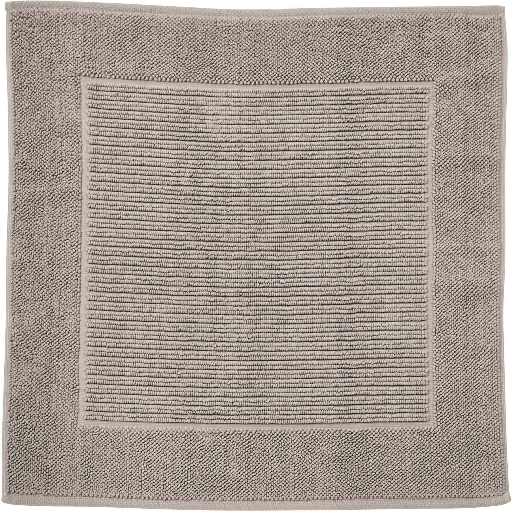 Badematte DONE., H:10mm, grau, Baumwolle, Badematten, "Damian", Badteppich, Uni-Farben, mit Bordüre, Hoch-Tief Effekt, reine Baumwolle