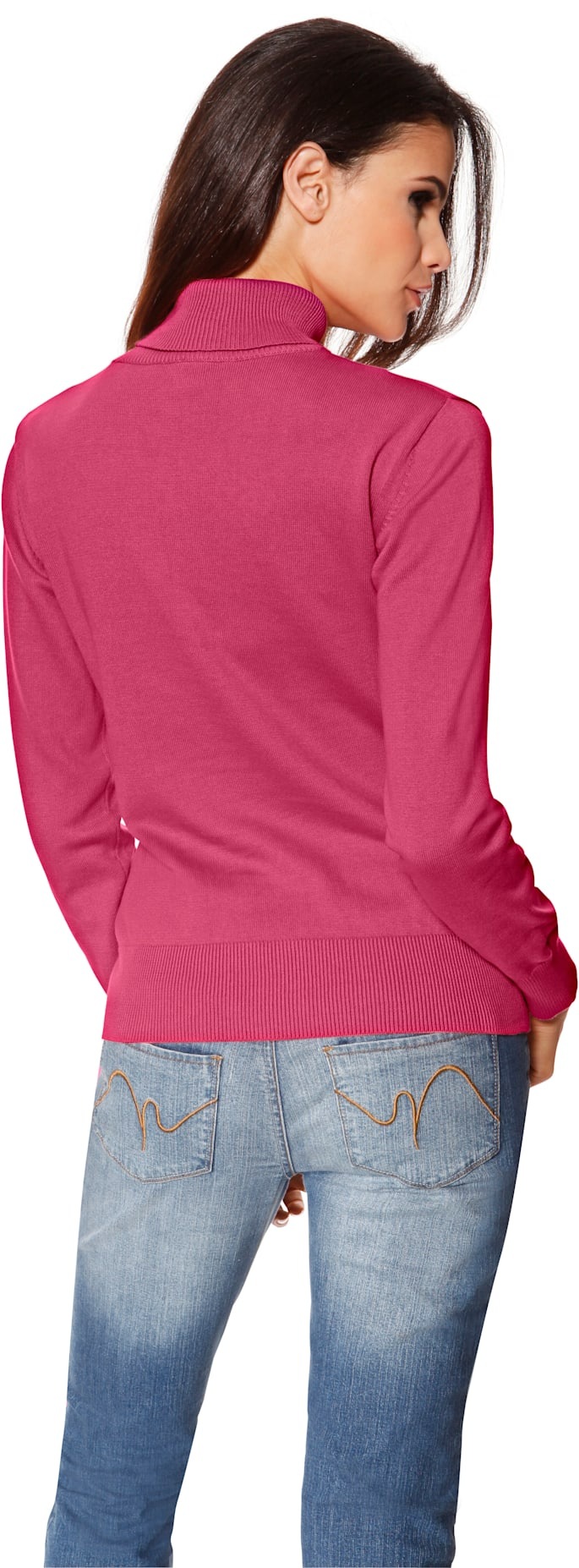 Rollkragenpullover HEINE "Rollkragen-Pullover", Damen, Gr. 36, pink, 100% Baumwolle, unifarben, Pullover Rollkragenpullover 2