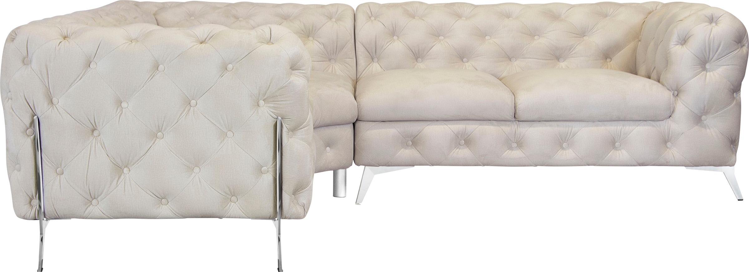 Leonique Chesterfield-Sofa »Amaury L-Form«, Chesterfield-Optik, Breite/Tiefe je 262 cm, Fußfarbe wählbar