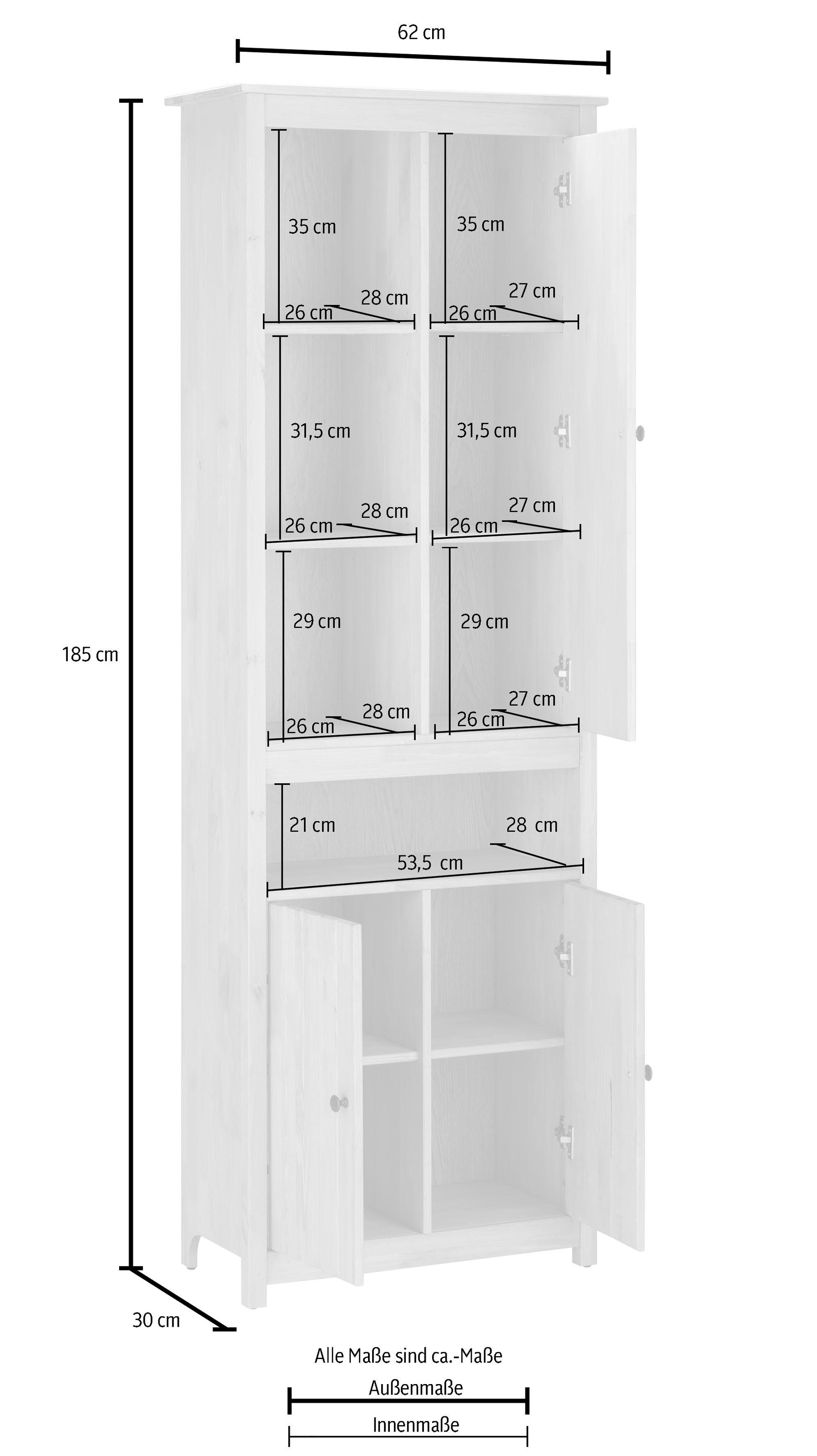 Home affaire Hochschrank »Westa«, Breite 62 cm, Badezimmerschrank aus  Massivholz, Kiefernholz kaufen | BAUR