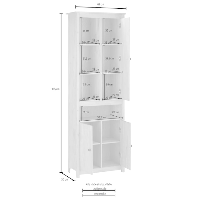 Home affaire Hochschrank »Westa«, Breite 62 cm, Badezimmerschrank aus  Massivholz, Kiefernholz kaufen | BAUR