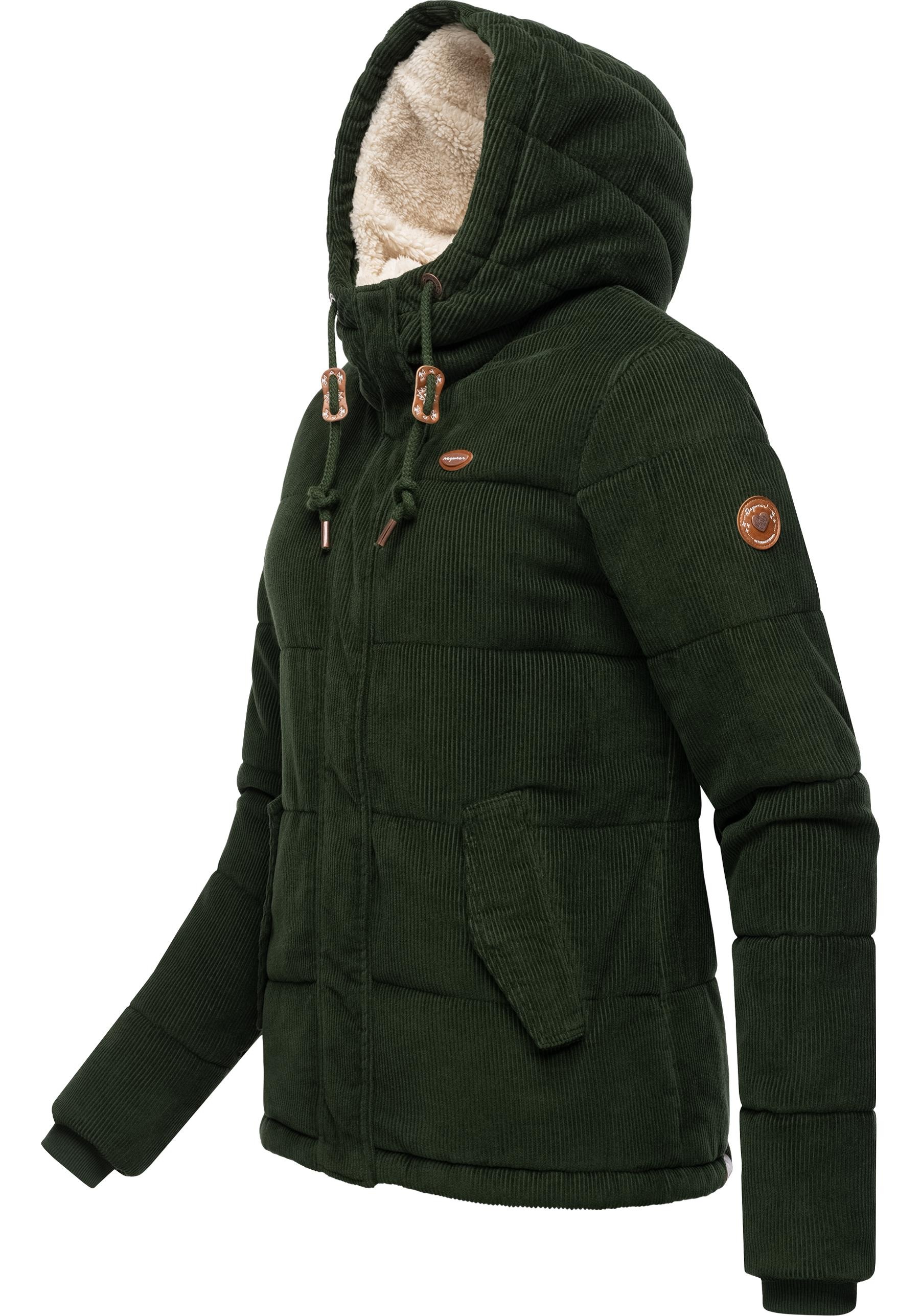 Ragwear Cordjacke »Wuggys«, mit Kapuze, Stylische Damen Kordjacke mit flauschigem Innenfutter