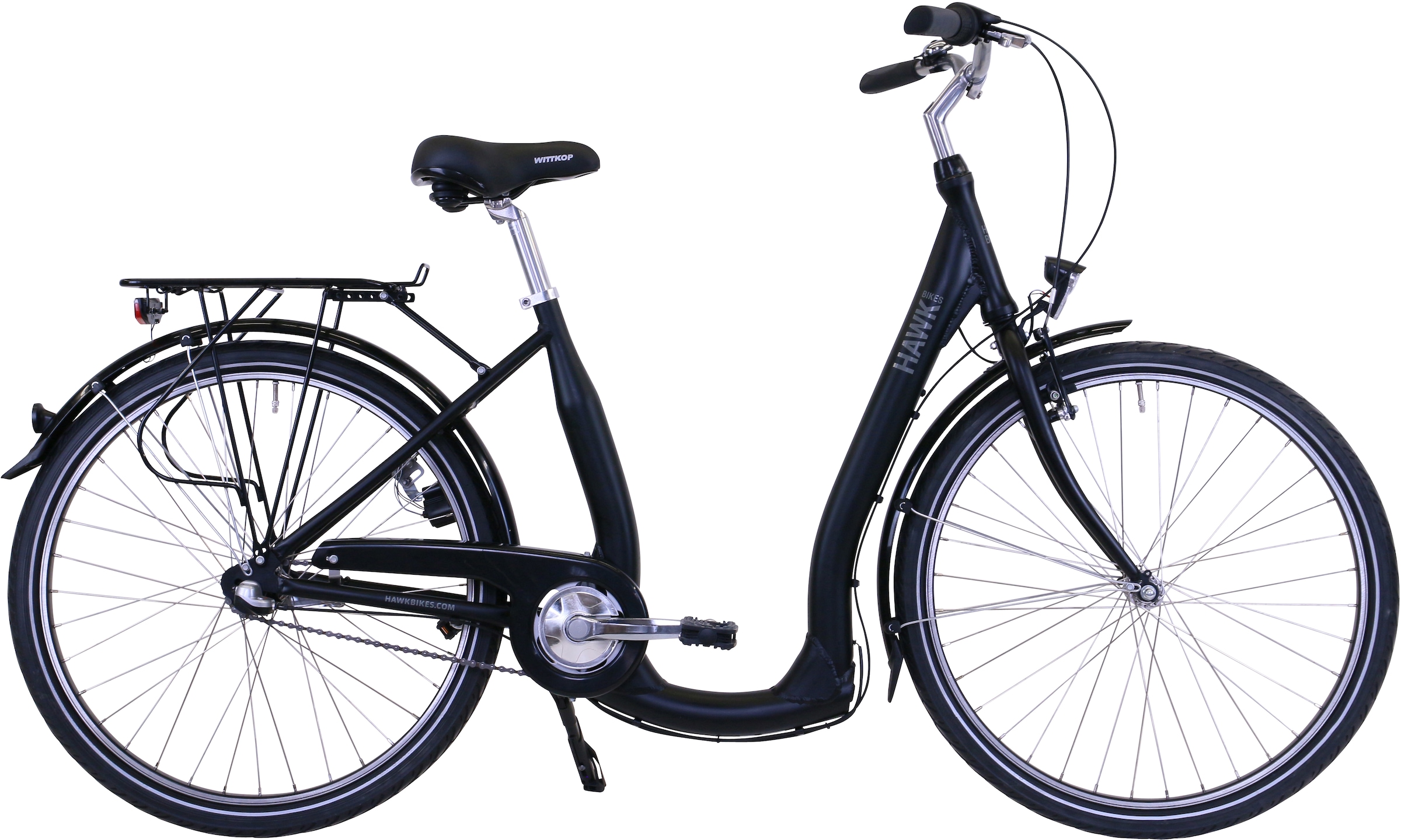 HAWK Bikes Cityrad »HAWK City Comfort Premium Black«, 3 Gang, Shimano, Nexus Schaltwerk, für Damen und Herren