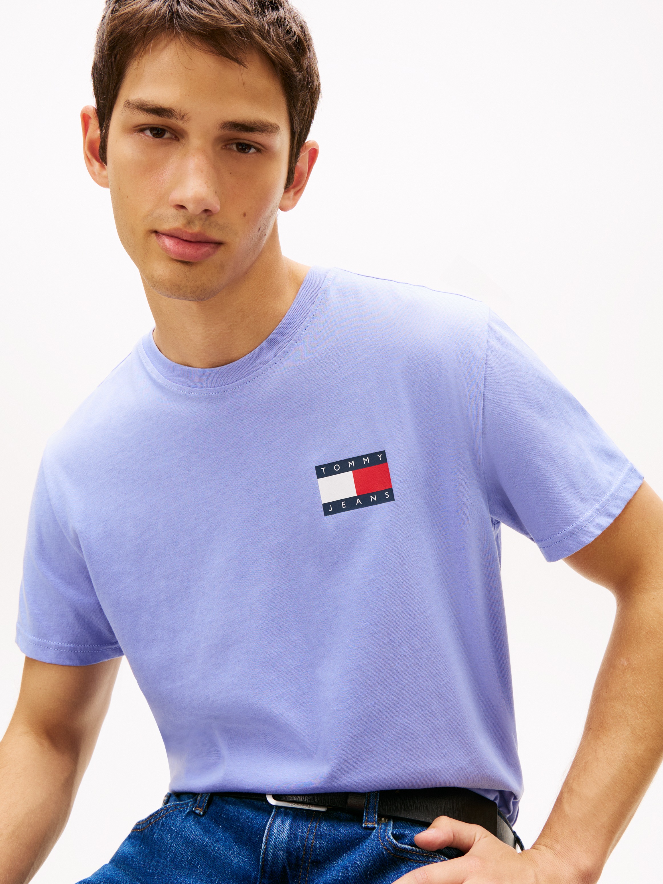 Tommy Jeans T-Shirt "TJM SLIM FIT ESSENTIAL FLAG" Mit Rundhalsausschnitt günstig online kaufen