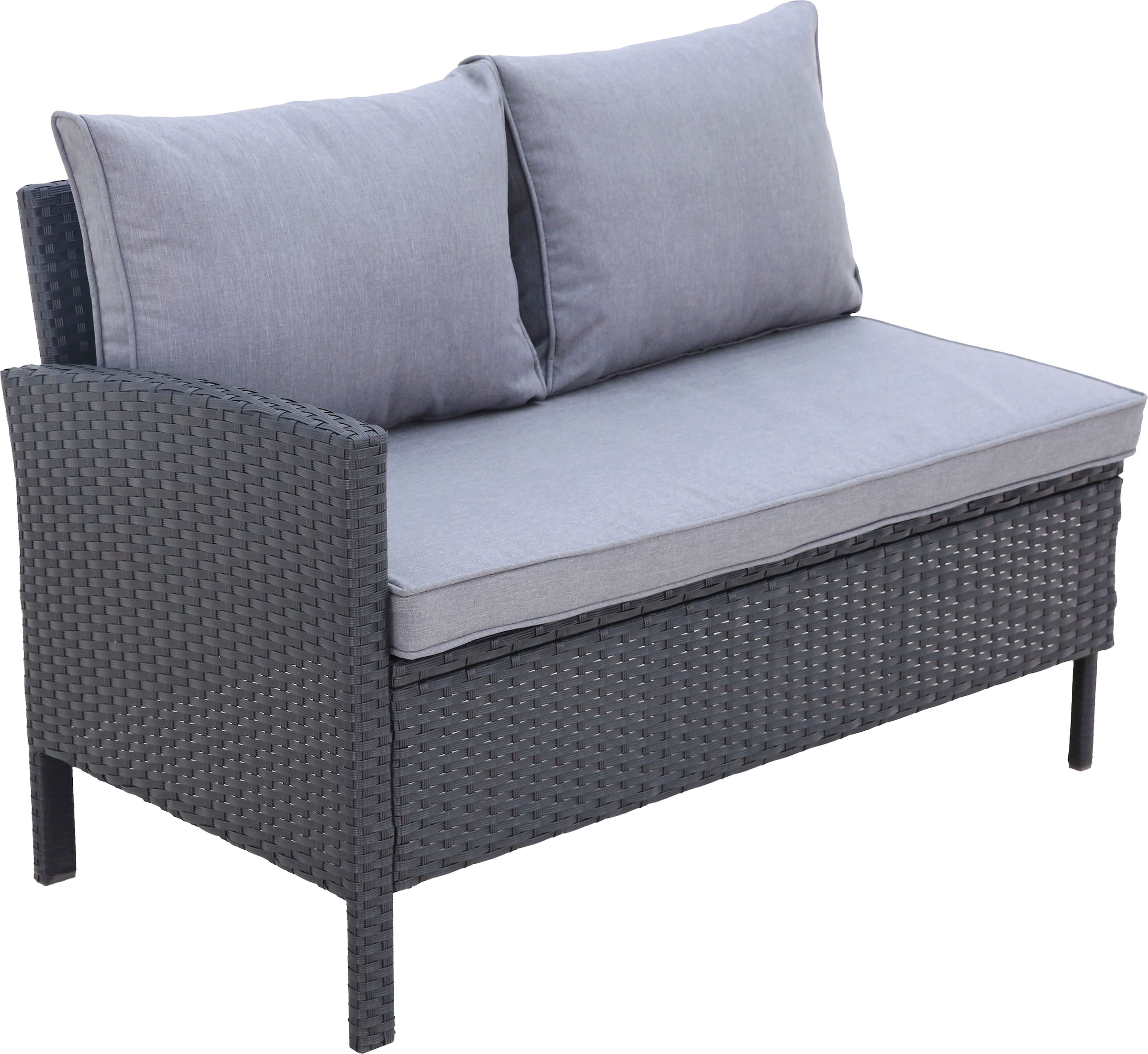 KONIFERA Gartenlounge-Set »»Manhattan««, (Set, 18 tlg., Ecklounge, Tisch 66x120x74 cm, 2 Hocker, inkl. Auflagen), Stahl/Polyrattan