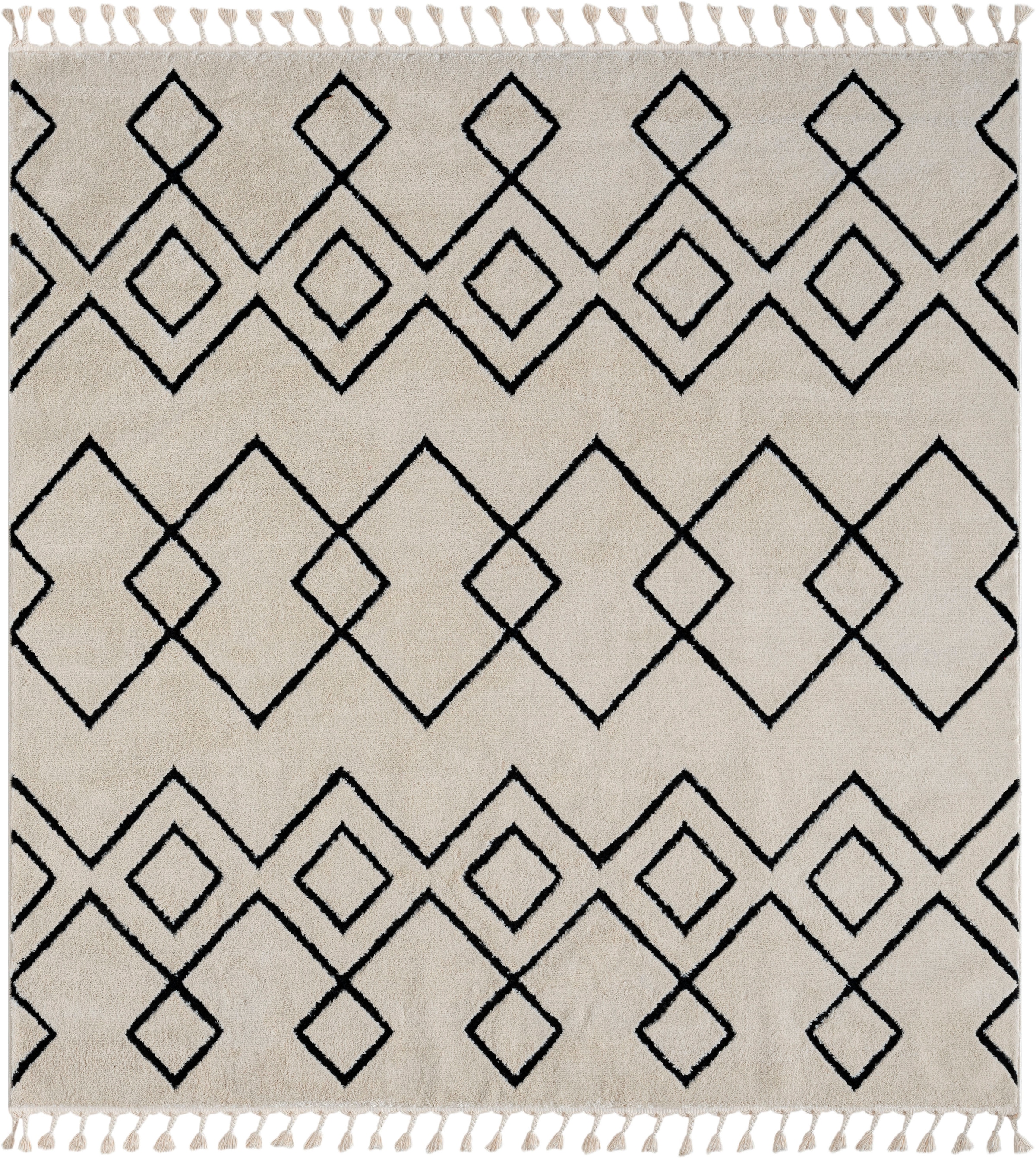 Myflair Möbel & Accessoires Hochflor-Teppich »Moroccan Mural«, rechteckig, modern, marokkanisches Design, flauschig weich, mit Fransen