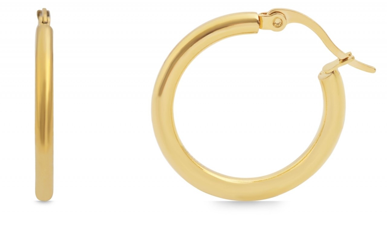 Paar Creolen ADELIA´S "Damen Creolen aus poliertem Edelstahl", gold, Ohrringe, Damen, Damen, Edelstahl 10