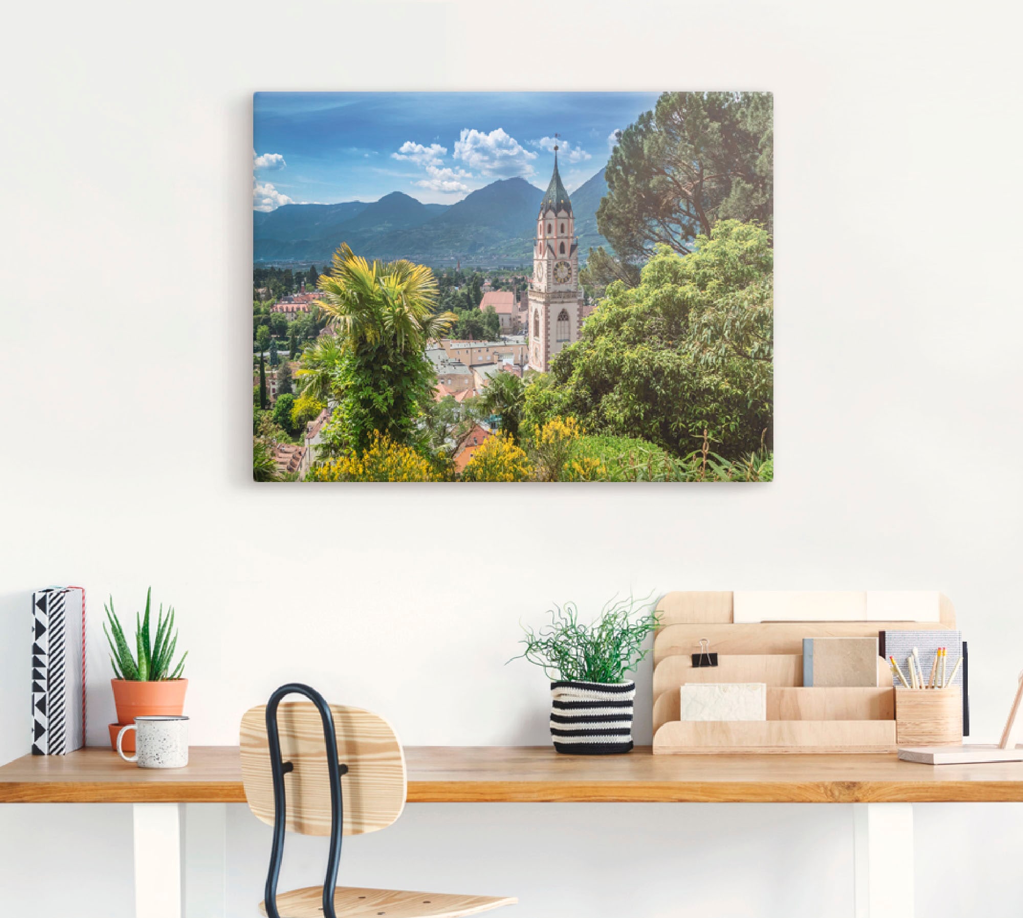 Black Friday Artland Wandbild »Meran Idyllischer Blick über die Stadt«,  Europa, (1 St.), als Alubild, Leinwandbild, Wandaufkleber oder Poster in  versch. Größen | BAUR