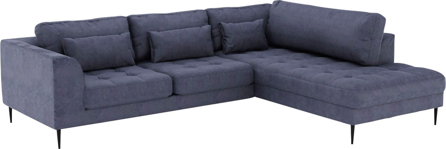 TRENDMANUFAKTUR Ecksofa »Luzi, wahlweise mit Schlaffunktion und Bettkasten, gemütlich, L-Form«, Designsofa mit Ottomane, Metallfüße schwarz, Breite 264 cm