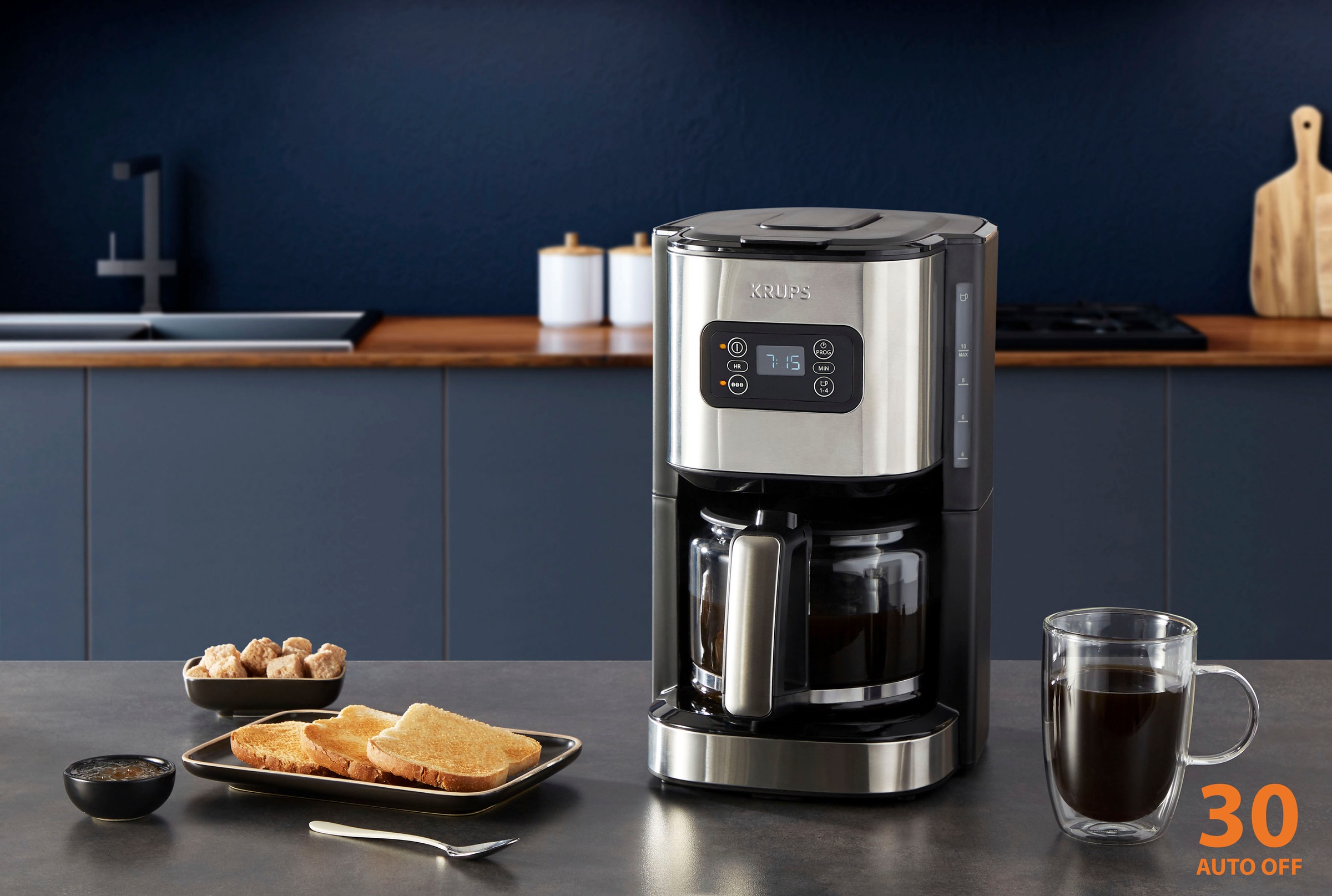 Krups Filterkaffeemaschine »KM480D Excellence«, 1,25 l Kaffeekanne, 1x4,  Edelstahl, programmierbarer 24-h-Timer, Brühstärkeauswahl | BAUR