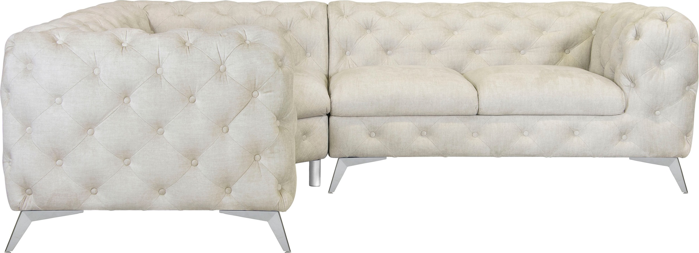 Leonique Chesterfield-Sofa "Ecksofa GLYNIS L-Form mit Wellenunterfederung, günstig online kaufen