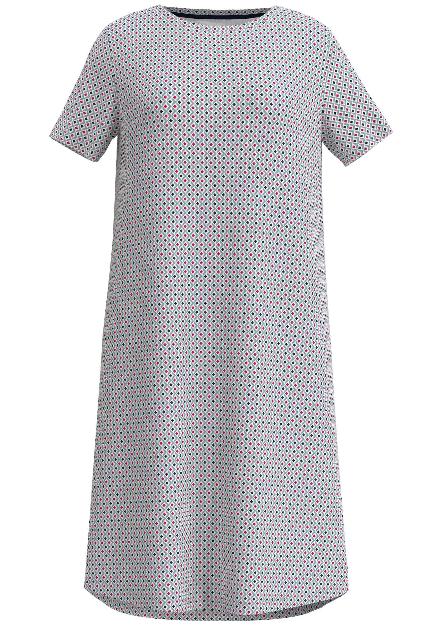 TOM TAILOR Nachthemd mit Muster, knielang, Kurzarm, Rundhalsausschnitt, Baumwollmix
