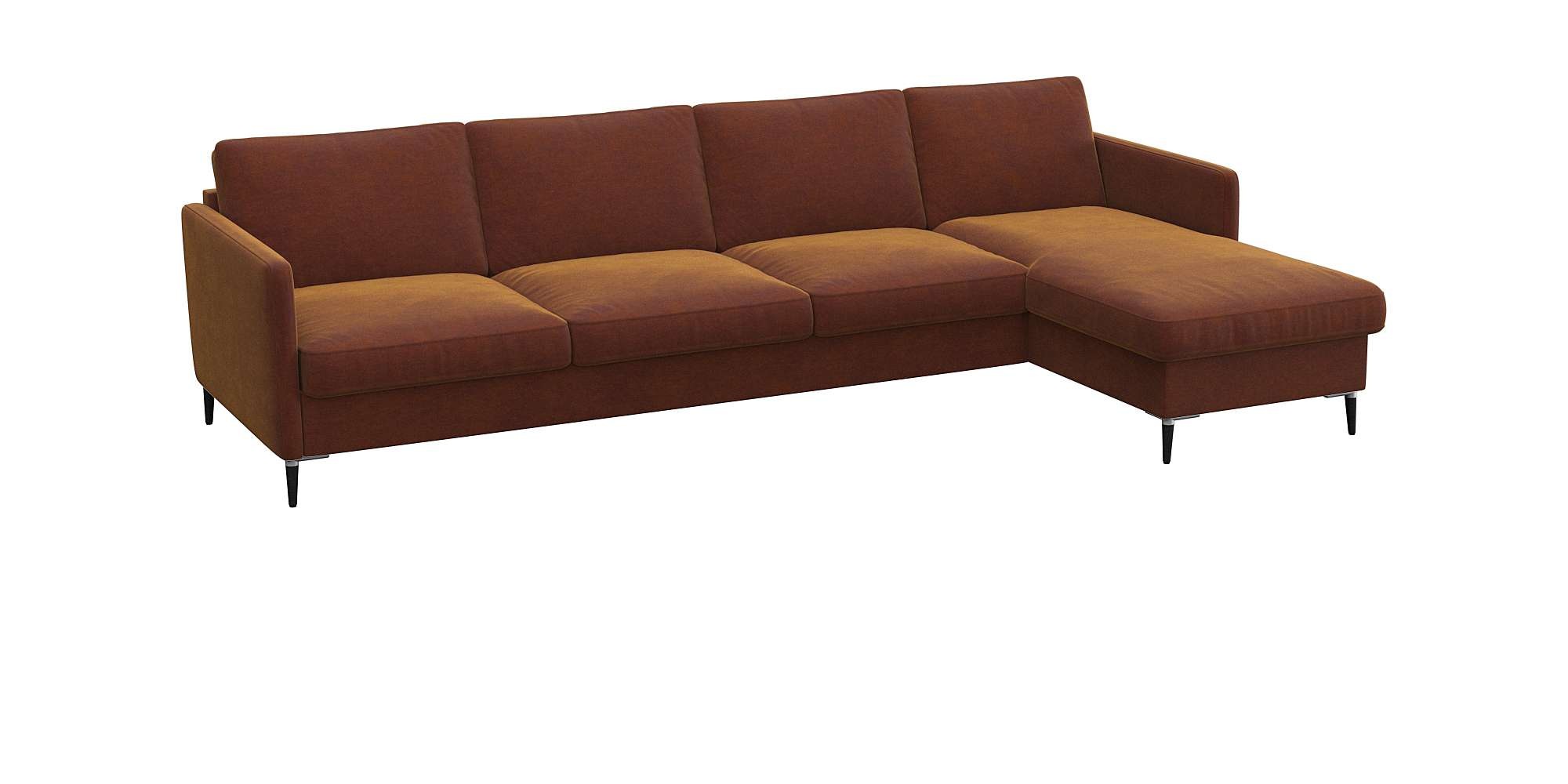 FLEXLUX Ecksofa »Fiore, L-Form, bequem und komfortabel durch hochwertigem Sitzaufbau«, schmale Armlehnen, Kaltschaum, Füße Alu+schwarz