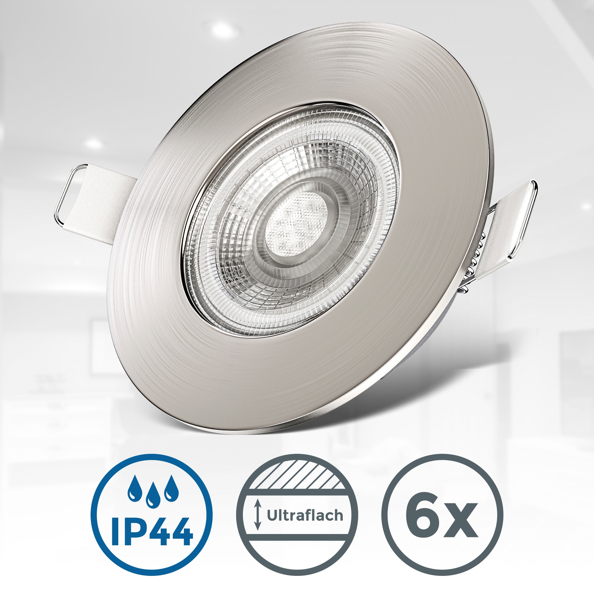 B.K.Licht ultraflache LED Einbauleuchte, 6er-Set, 6 x LED-Modul 4,9 Watt,  480lm, 3.000K, nicht dimmbar, Schutzart IP44 kaufen | BAUR
