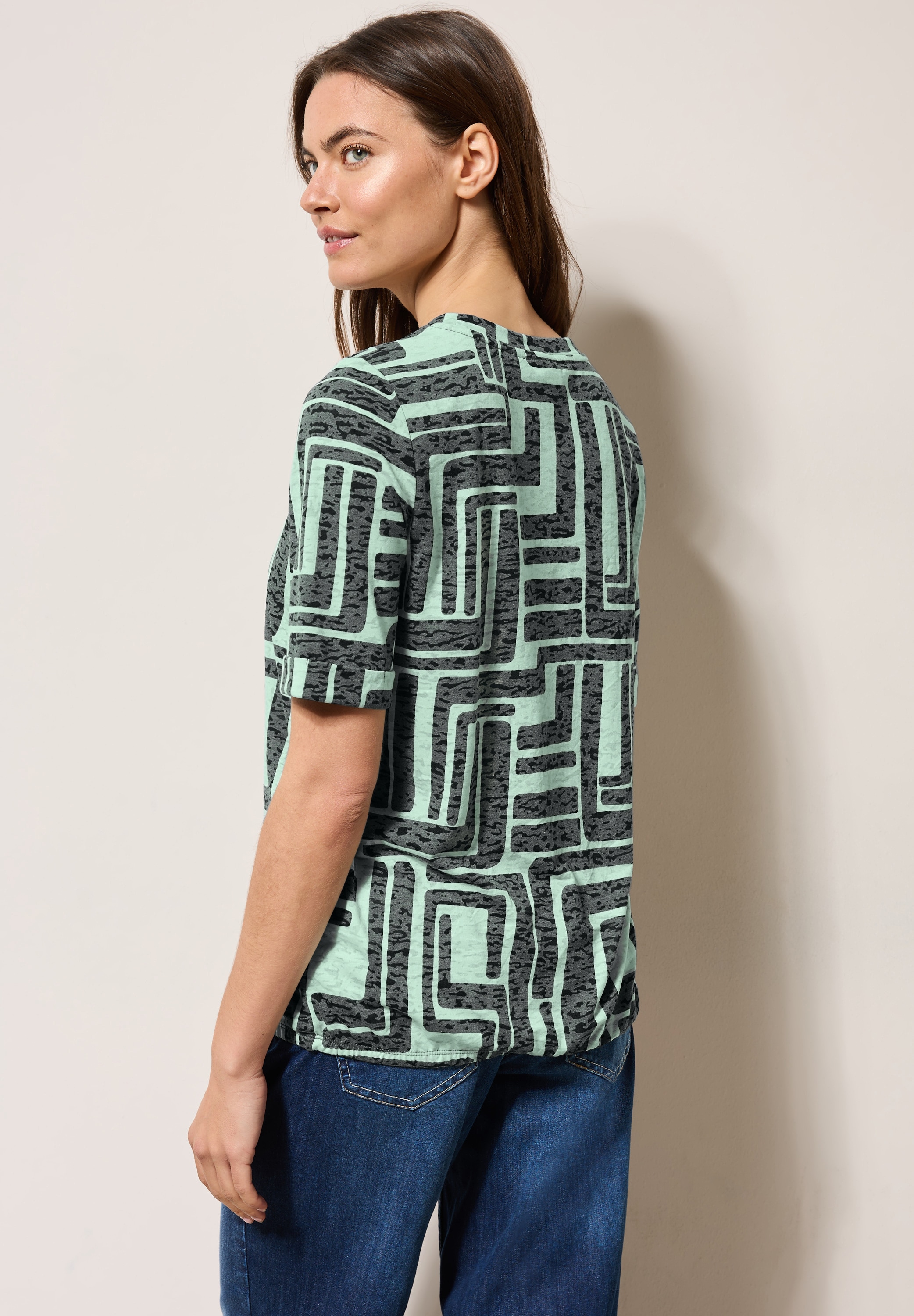 Cecil Rundhalsshirt, aus softem Materialmix