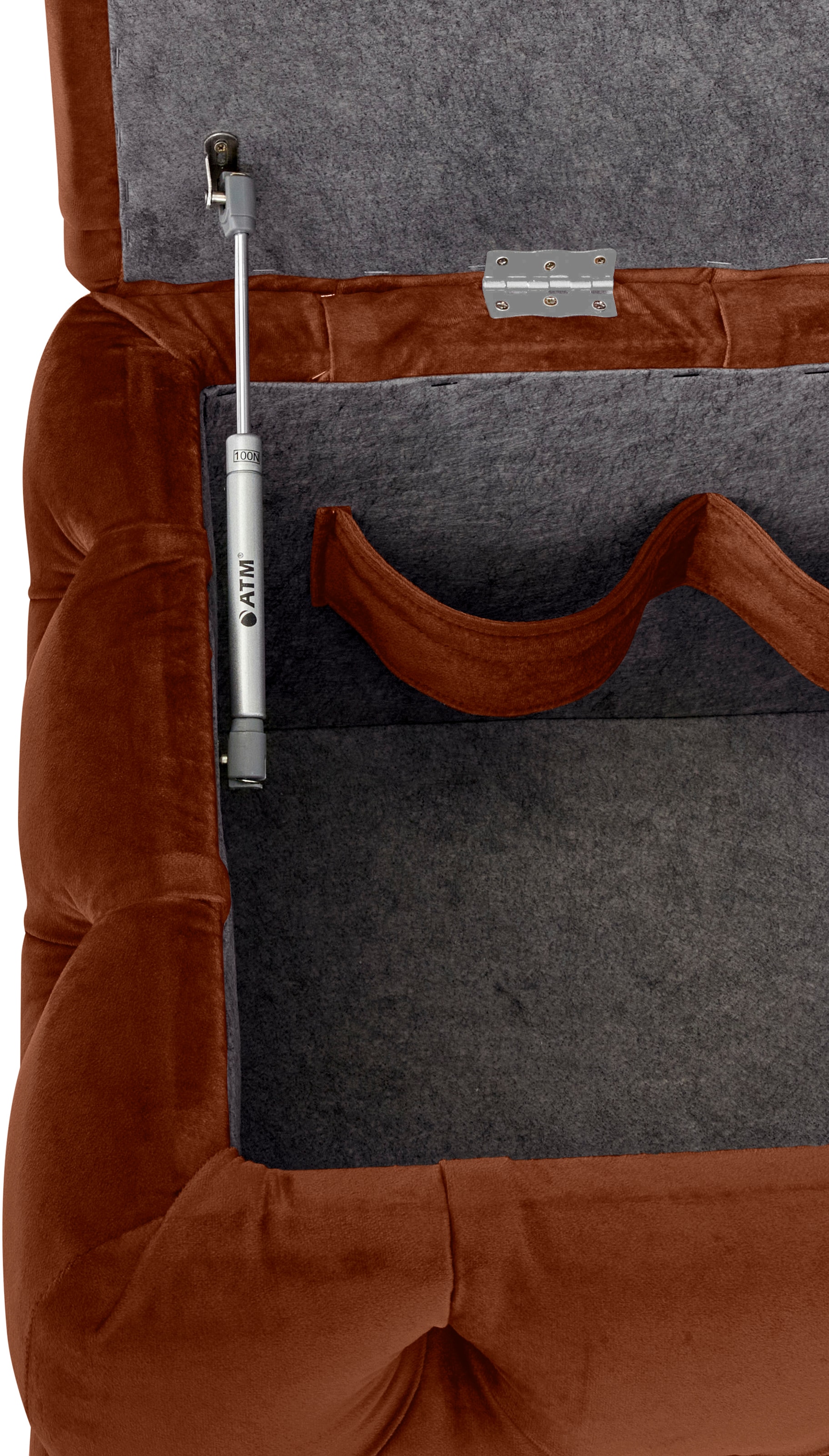 Guido Maria Kretschmer Home&Living Polsterhocker »KALINA, hochwertige Knopfheftung, B/T/H: 120/55/45 cm«, mit Staufach und innenliegenden Laschen zur besseren Aufbewahrung