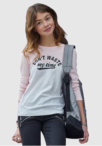 KIDSWORLD Langarmshirt »Don´t waste my time«, modisches Colorblock kaufen