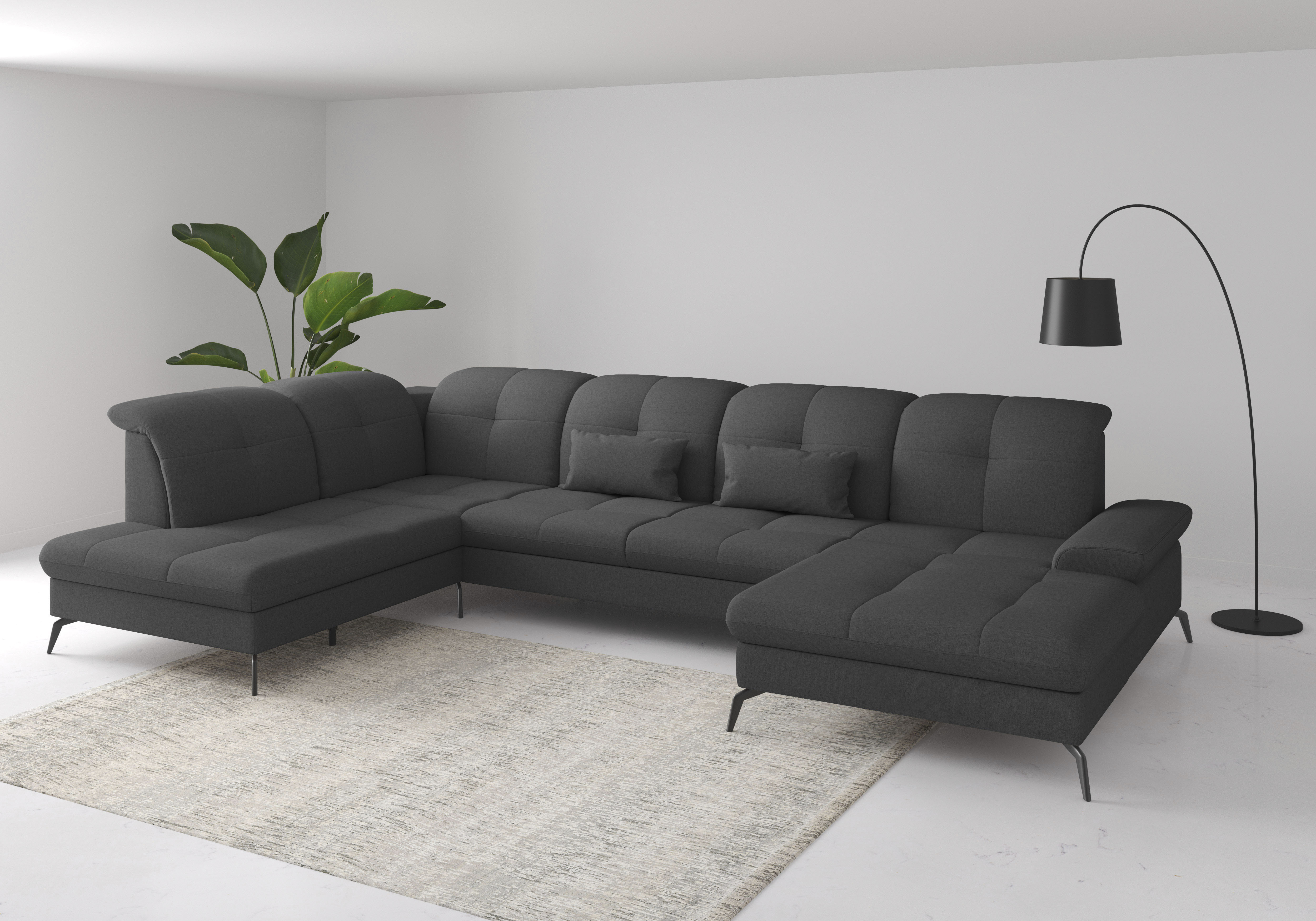 sit&more Wohnlandschaft "Amica, U-Form, inkl. Sitztiefenverstellung und Armteilverstellung" wahlweise mit Kopfteilverstellung, Schlaffunktion und Bettkasten