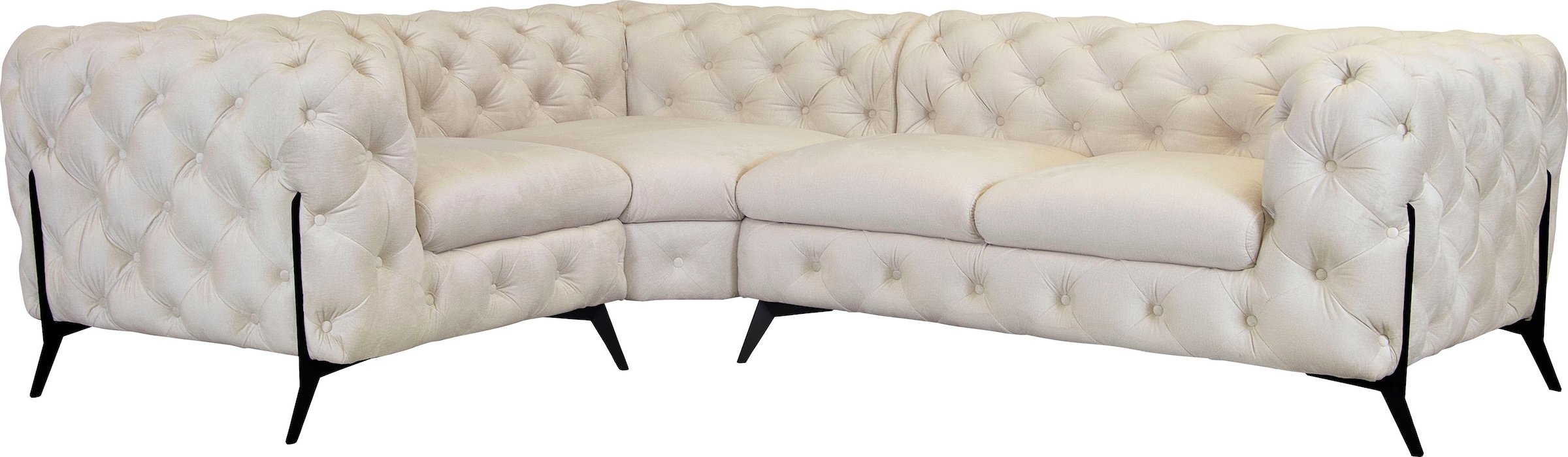 Leonique Chesterfield-Sofa "Amaury L-Form", moderne Chersterfield-Optik, Breite 262 cm, Fußfarbe wählbar