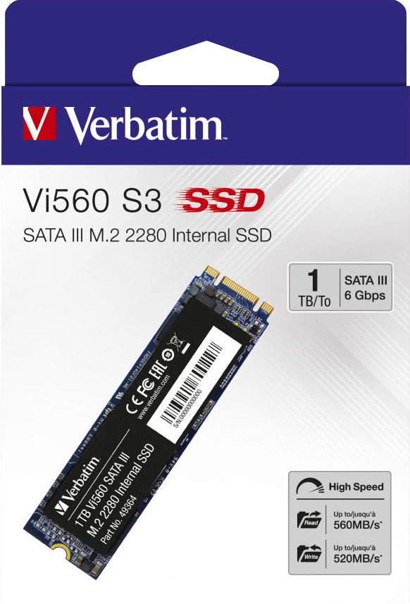 Verbatim interne SSD »Vi560 S3 M.2«, Anschluss M.2 (2880)-SATA III