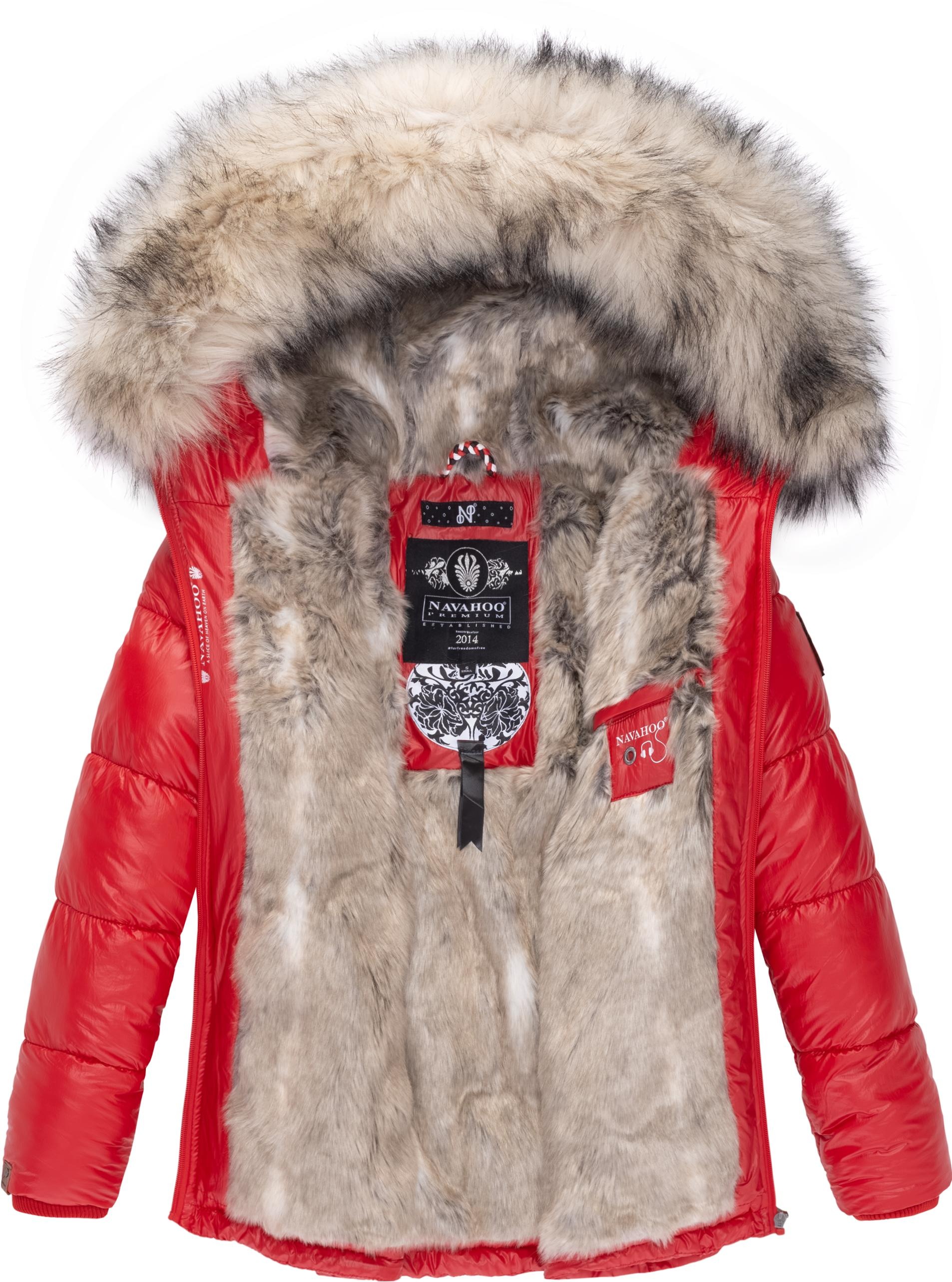 Navahoo Winterjacke »Tikunaa«, mit Kapuze, warm gefütterte Damen Steppjacke mit Kunstfellkapuze