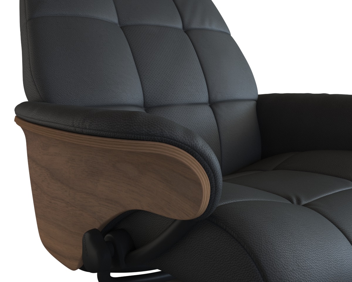 FLEXLUX Relaxsessel »Skagen Funktionsessel, Polstersessel, Armlehne, TV-Fernsehsessel«, Rücken- und Kopfteilverstellung, Fuß Schwarz, Armlehne Eiche, Drehbar