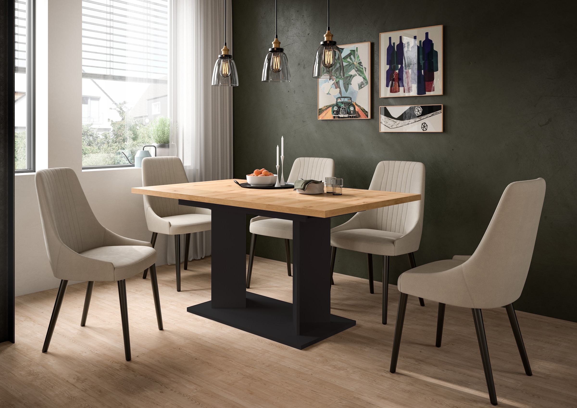 Home affaire Esstisch »GERO, 150-190 cm, ausziehbar, Säulengestell« in verschiedenen Ausführungen erhältlich, 1 Stk. tlg. Tisch, Esstisch, Esszimmer, Esszimmertisch, Küchetisch, Bartisch