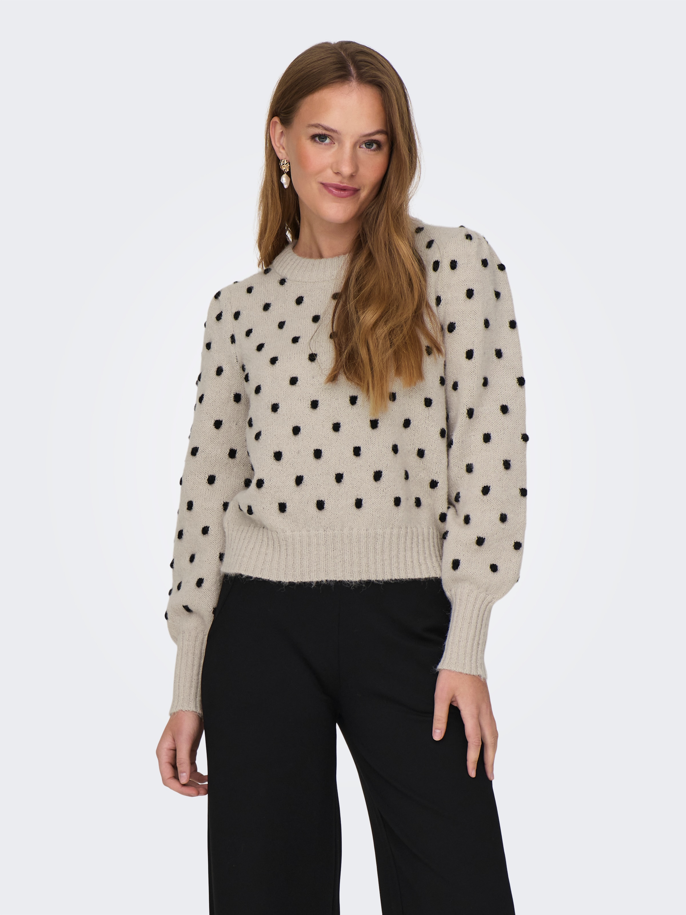 JDY Rundhalspullover "JDYSIGRID LIFE L/S ON PUFF PULL KNT NOOS", in gepunkt günstig online kaufen