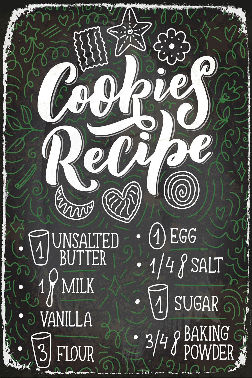 queence Metallbild »Cookies Recipe«, Schriftzüge-Schriftzug-Weihnachten, (1 St.), Stahlschilder
